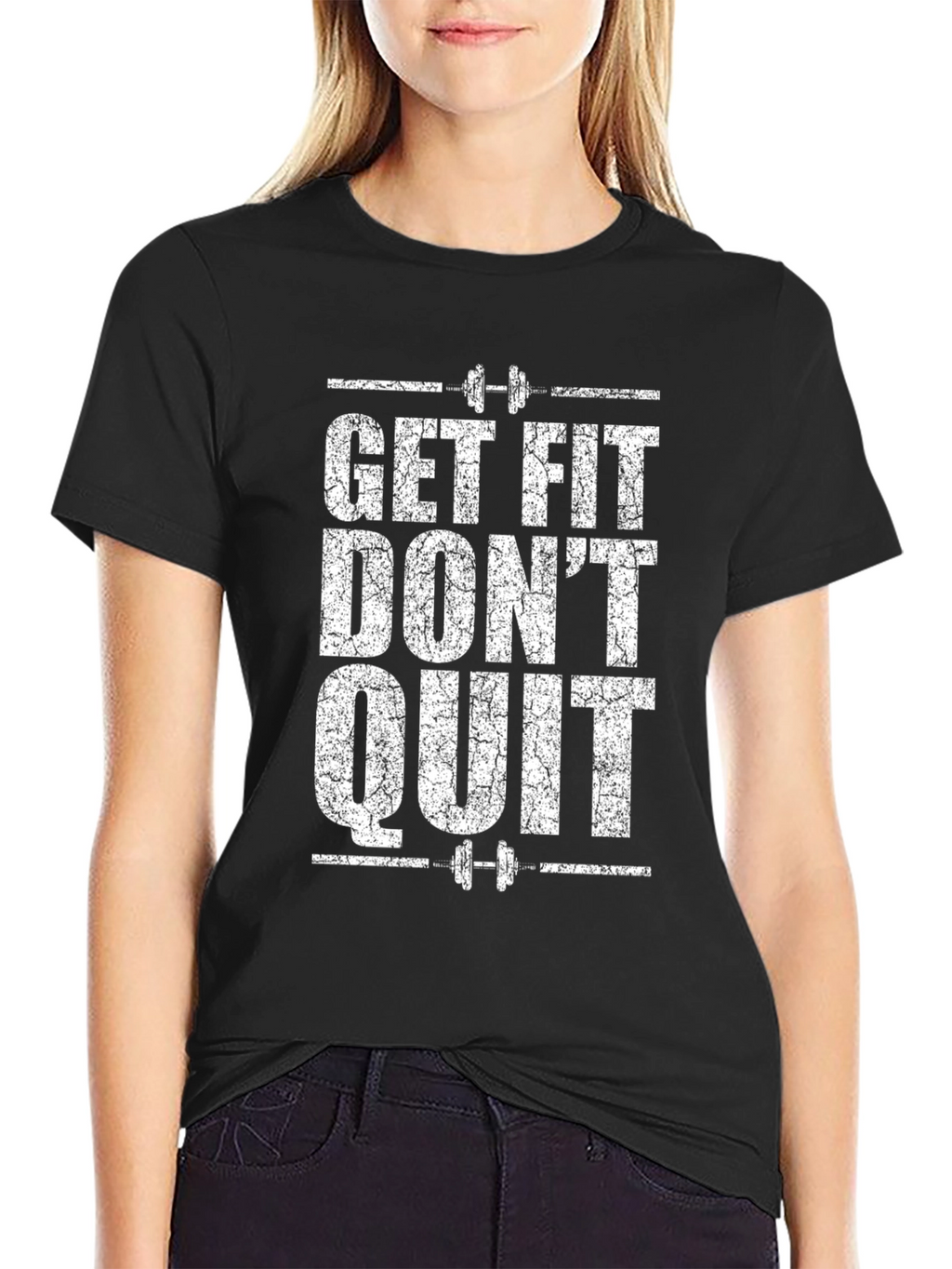 Get Fit Dont Quit Black Graphic Tee