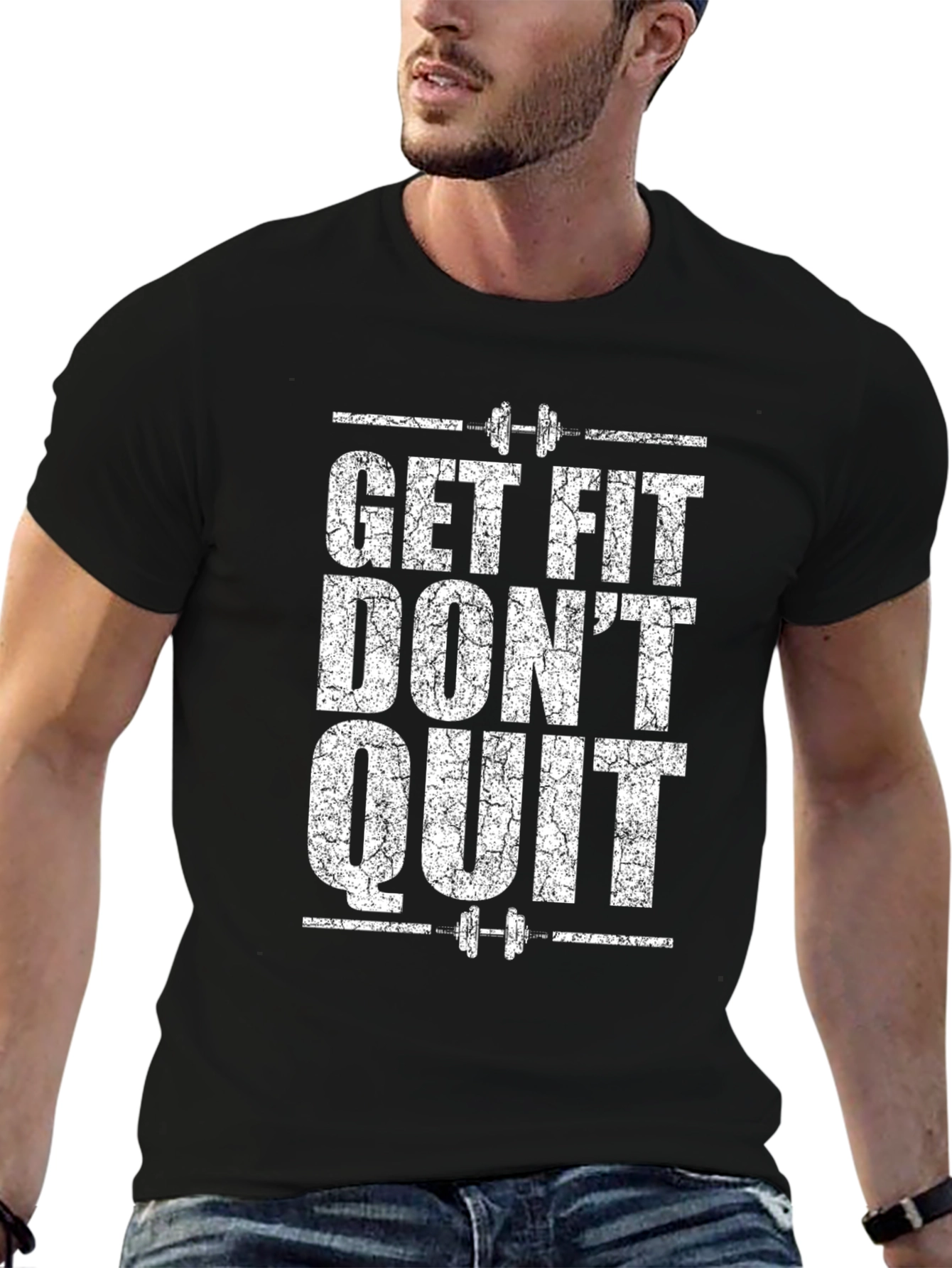 Get Fit Dont Quit Black Graphic Tee