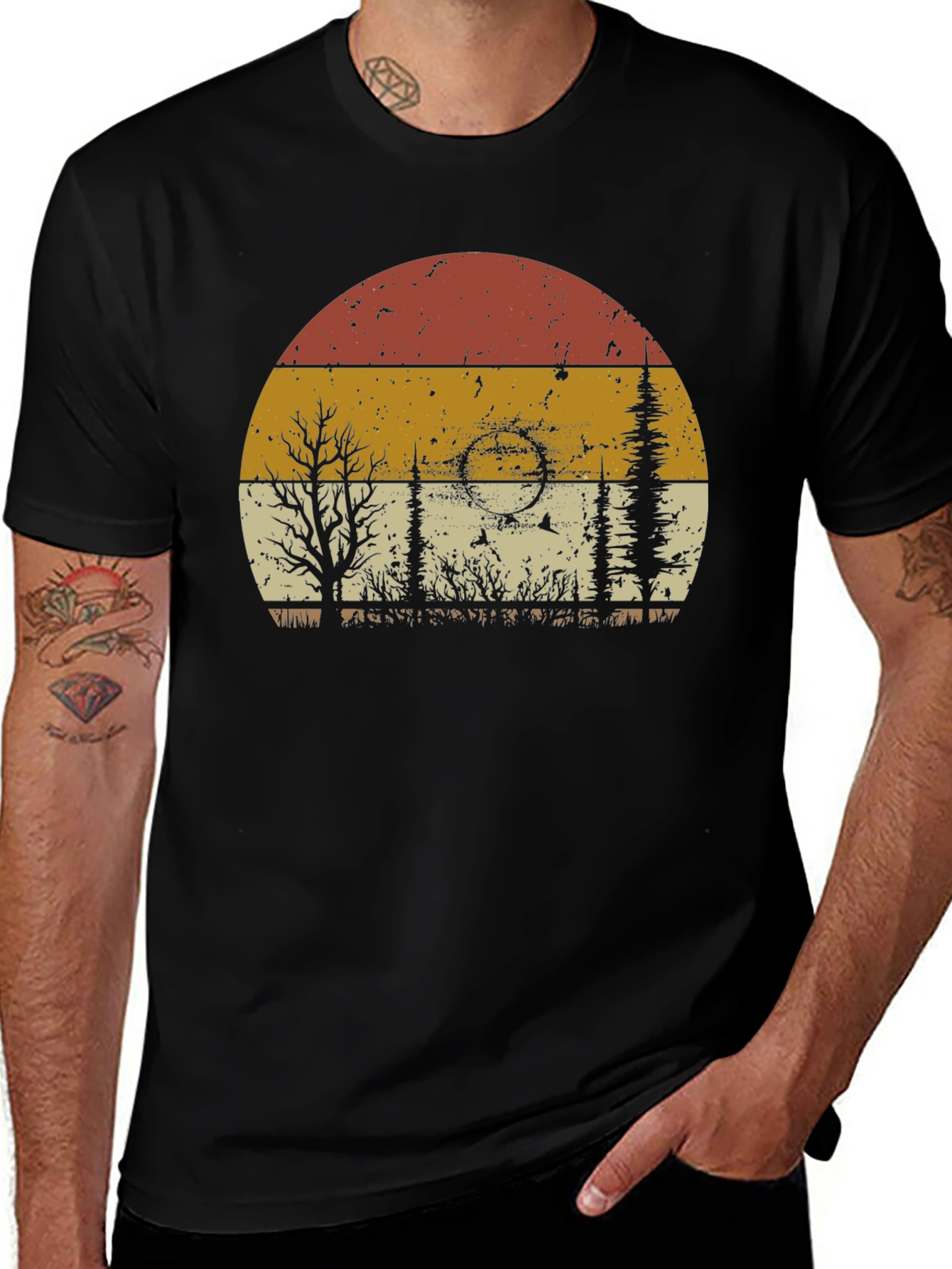Retro Sunset Nature Graphic T-Shirt