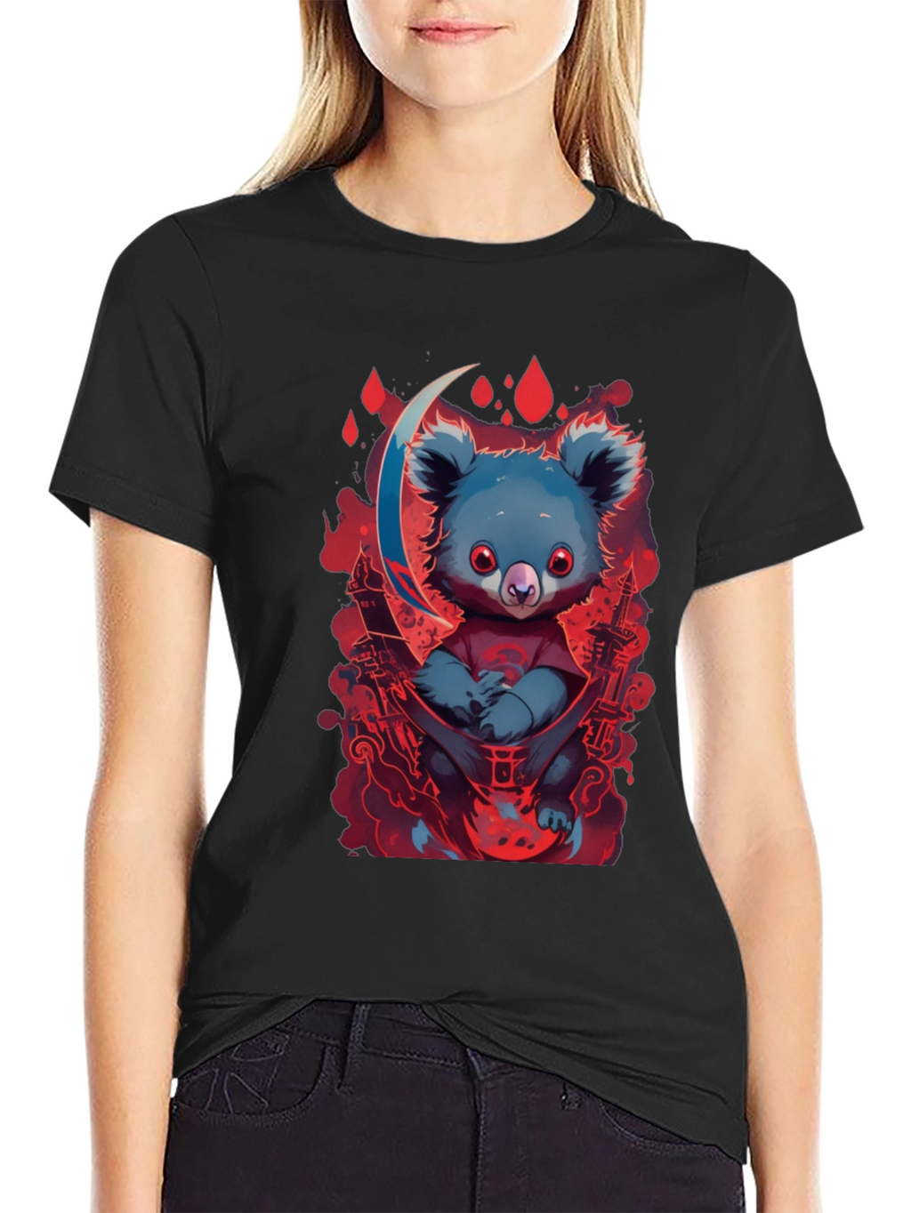 Koala Moon Graphic Tee - Unique Cartoon Animal Design
