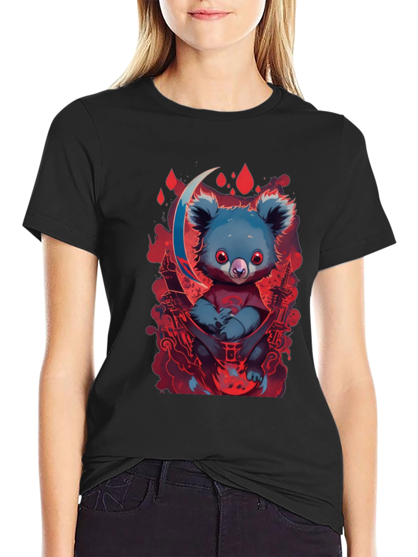 Koala Moon Graphic Tee - Unique Cartoon Animal Design