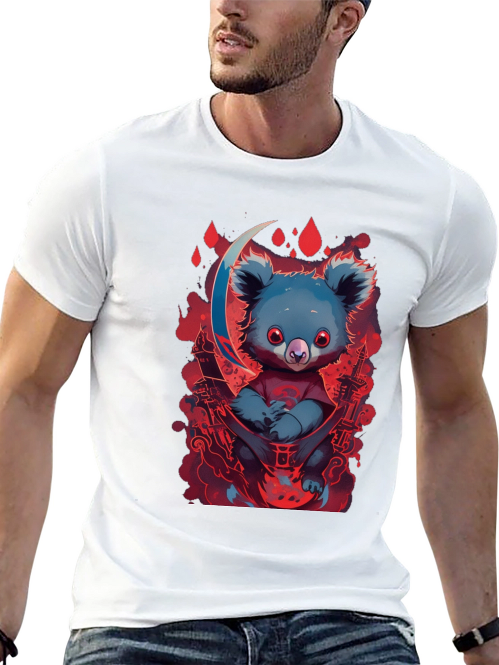 Koala Moon Graphic Tee - Unique Cartoon Animal Design