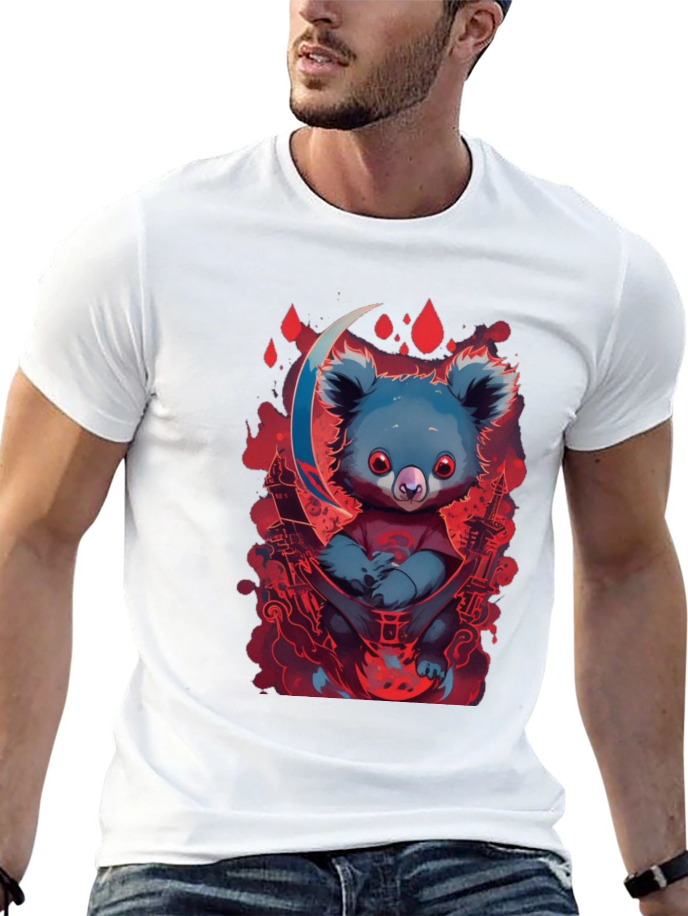 Koala Moon Graphic Tee - Unique Cartoon Animal Design