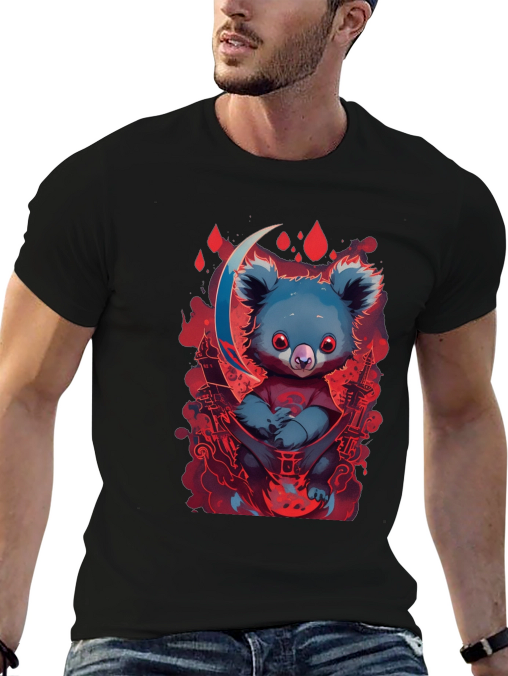 Koala Moon Graphic Tee - Unique Cartoon Animal Design