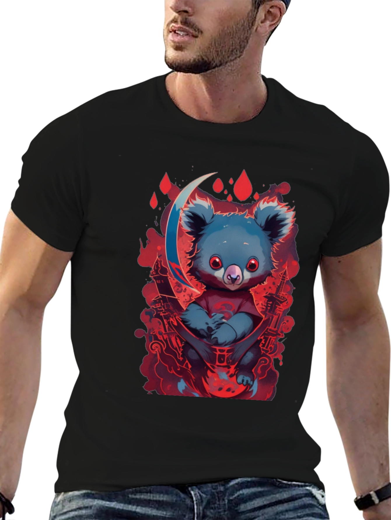 Koala Moon Graphic Tee - Unique Cartoon Animal Design