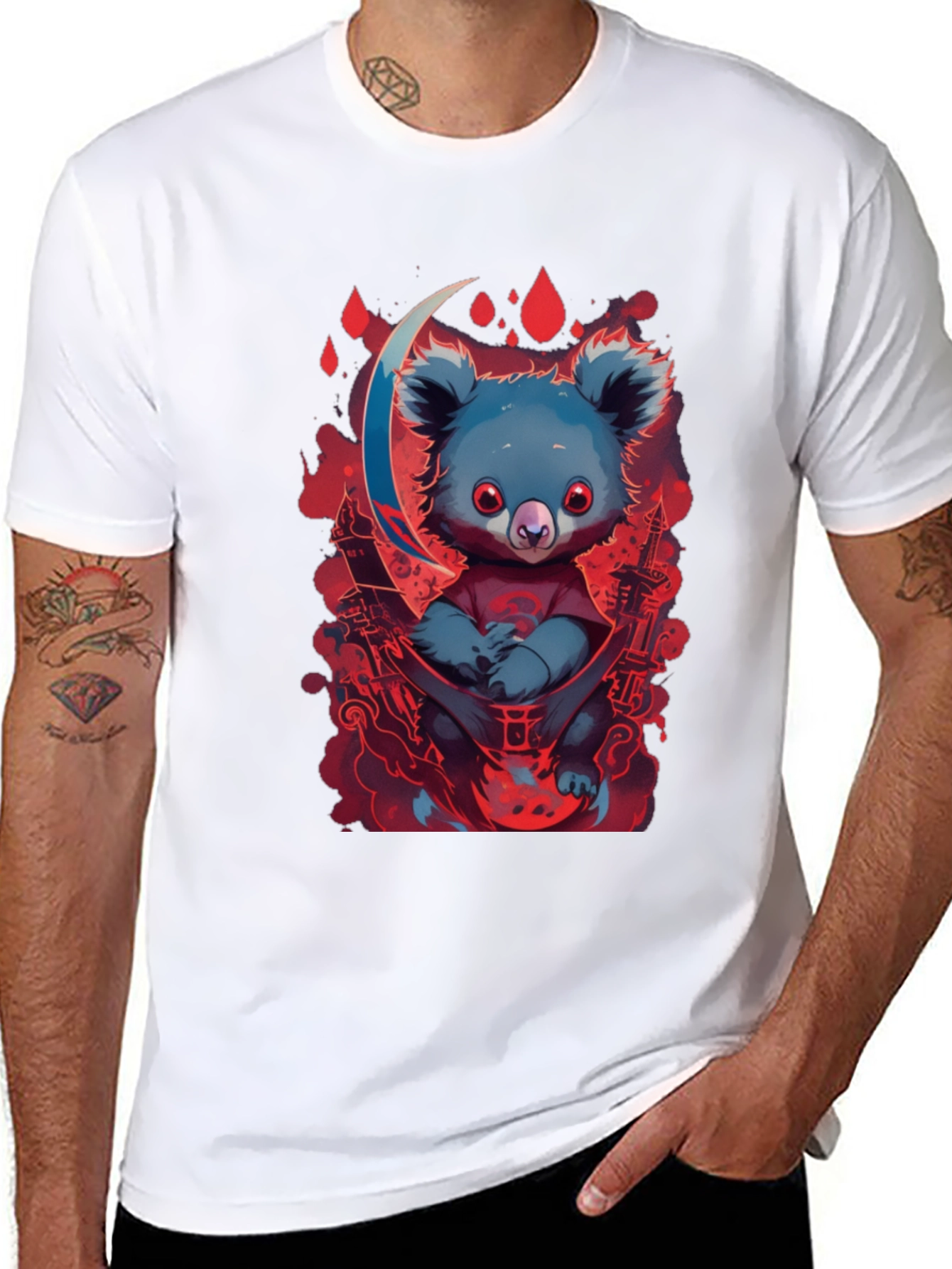Koala Moon Graphic Tee - Unique Cartoon Animal Design