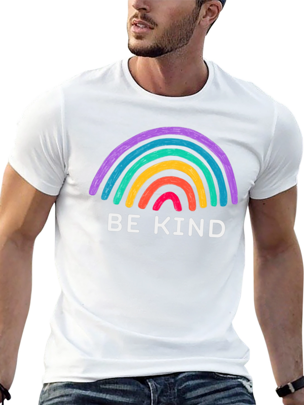 Be Kind Rainbow Graphic Tee - Black T-Shirt
