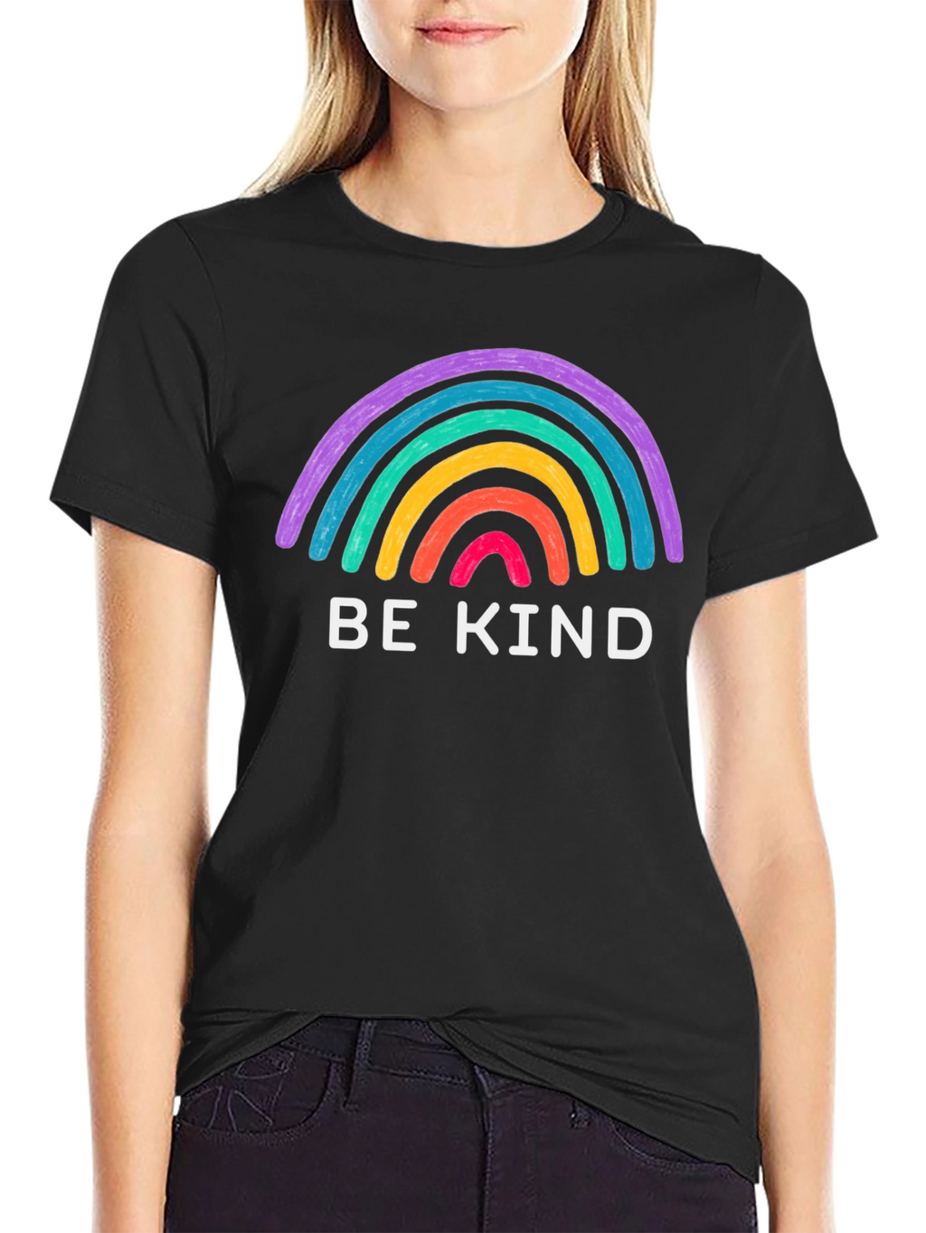 Be Kind Rainbow Graphic Tee - Black T-Shirt