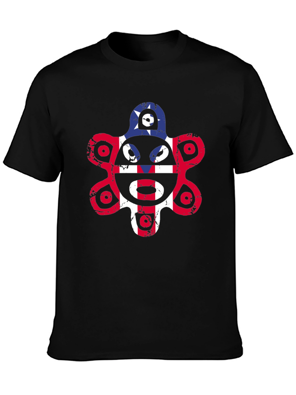 Coqui Taino Puerto Rico Flag Distressed Graphic T-Shirt