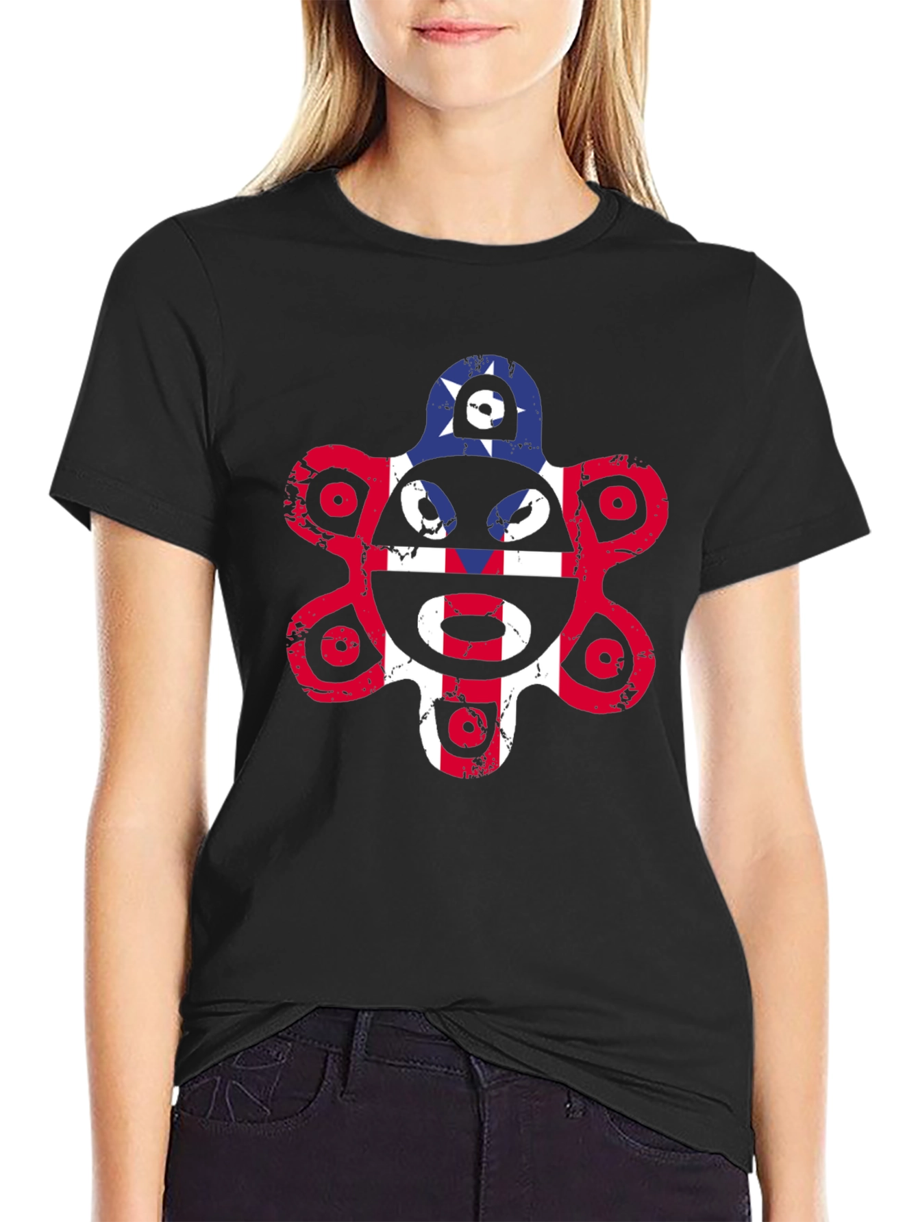 Coqui Taino Puerto Rico Flag Distressed Graphic T-Shirt