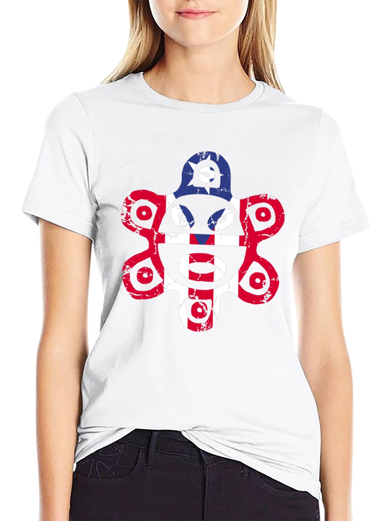 Coqui Taino Puerto Rico Flag Distressed Graphic T-Shirt