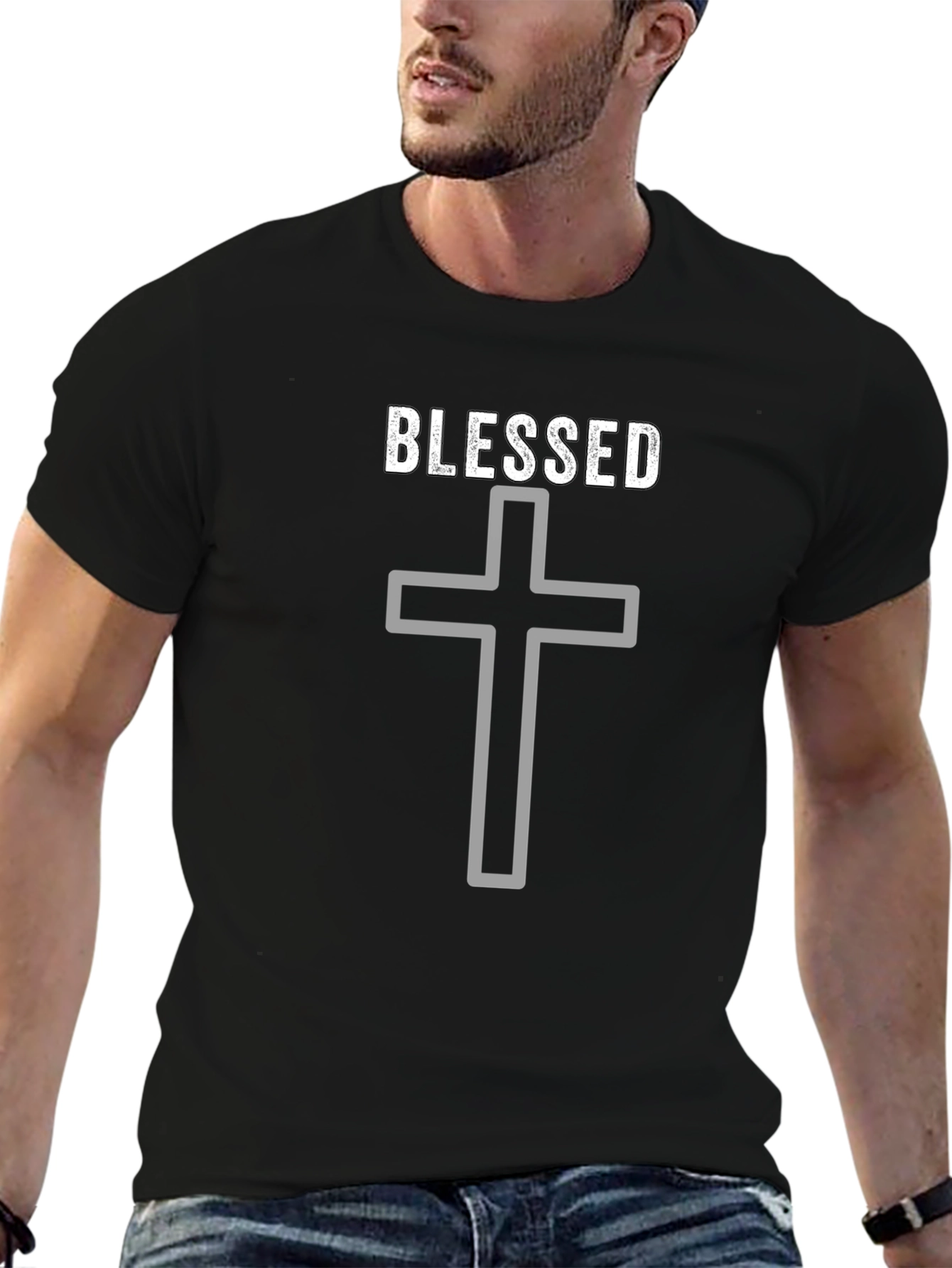 Blessed Cross Graphic T-Shirt - Stylish Religious Apparel