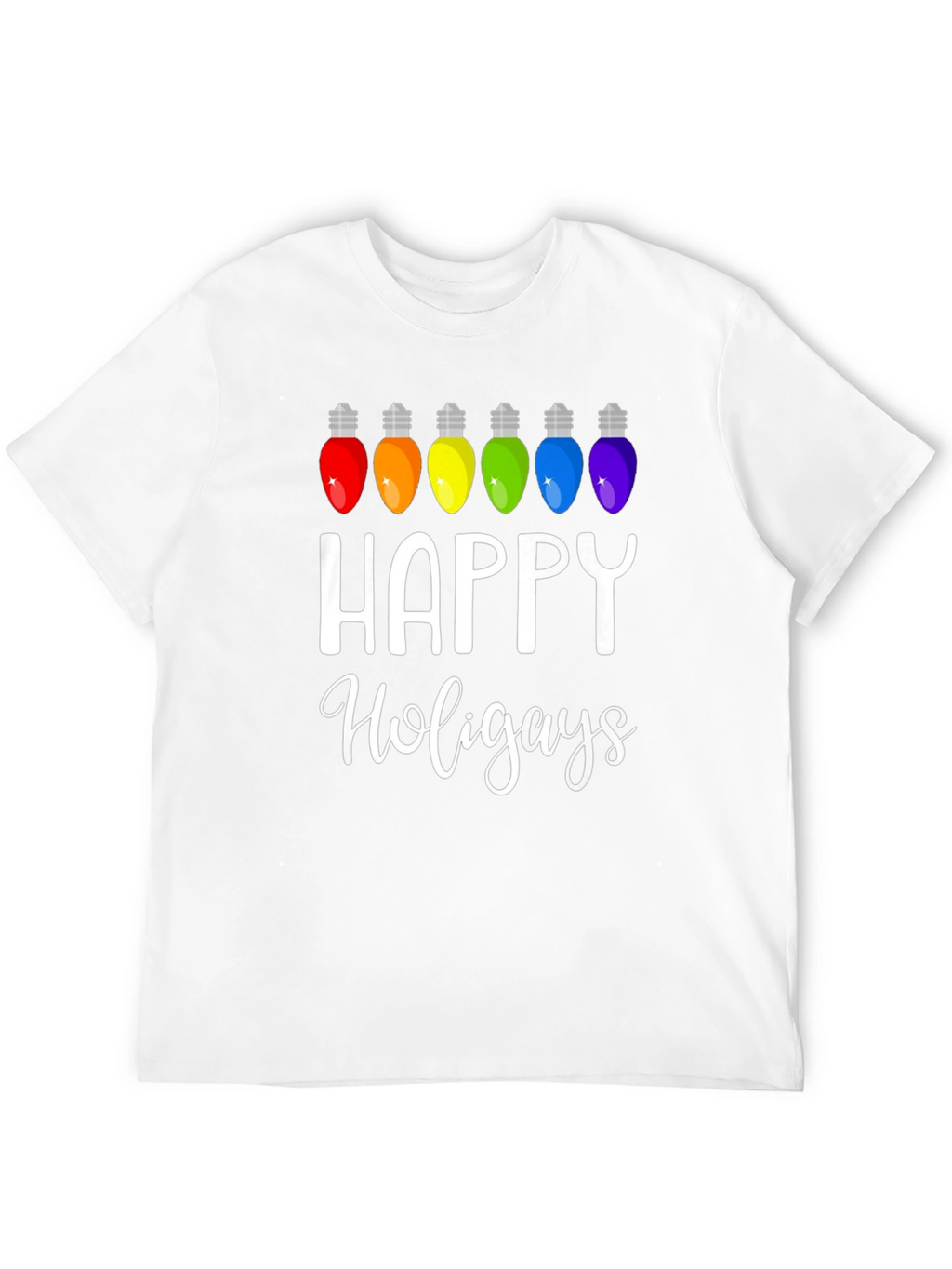 Happy Holigays Rainbow Lights Graphic T-Shirt