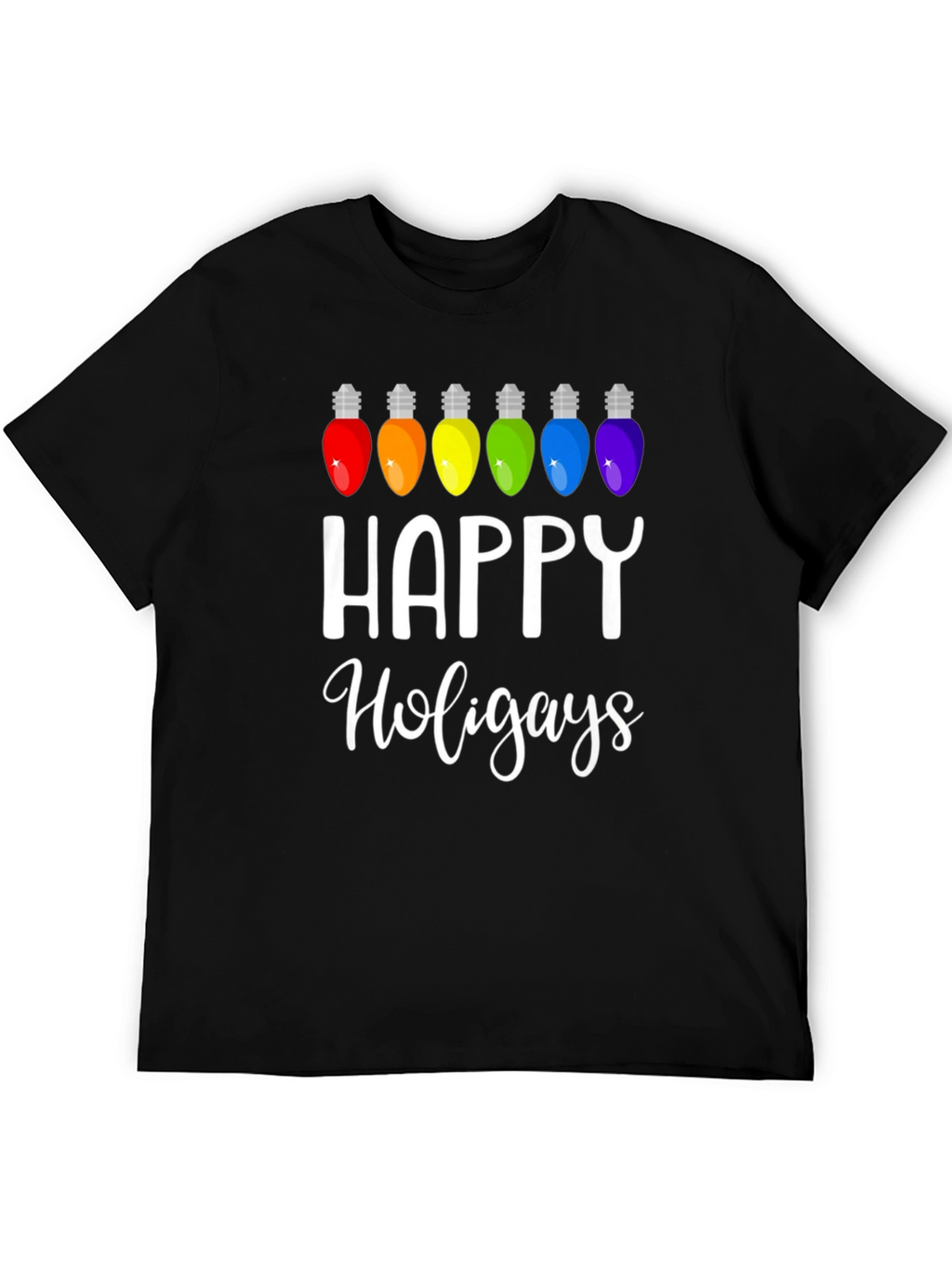 Happy Holigays Rainbow Lights Graphic T-Shirt