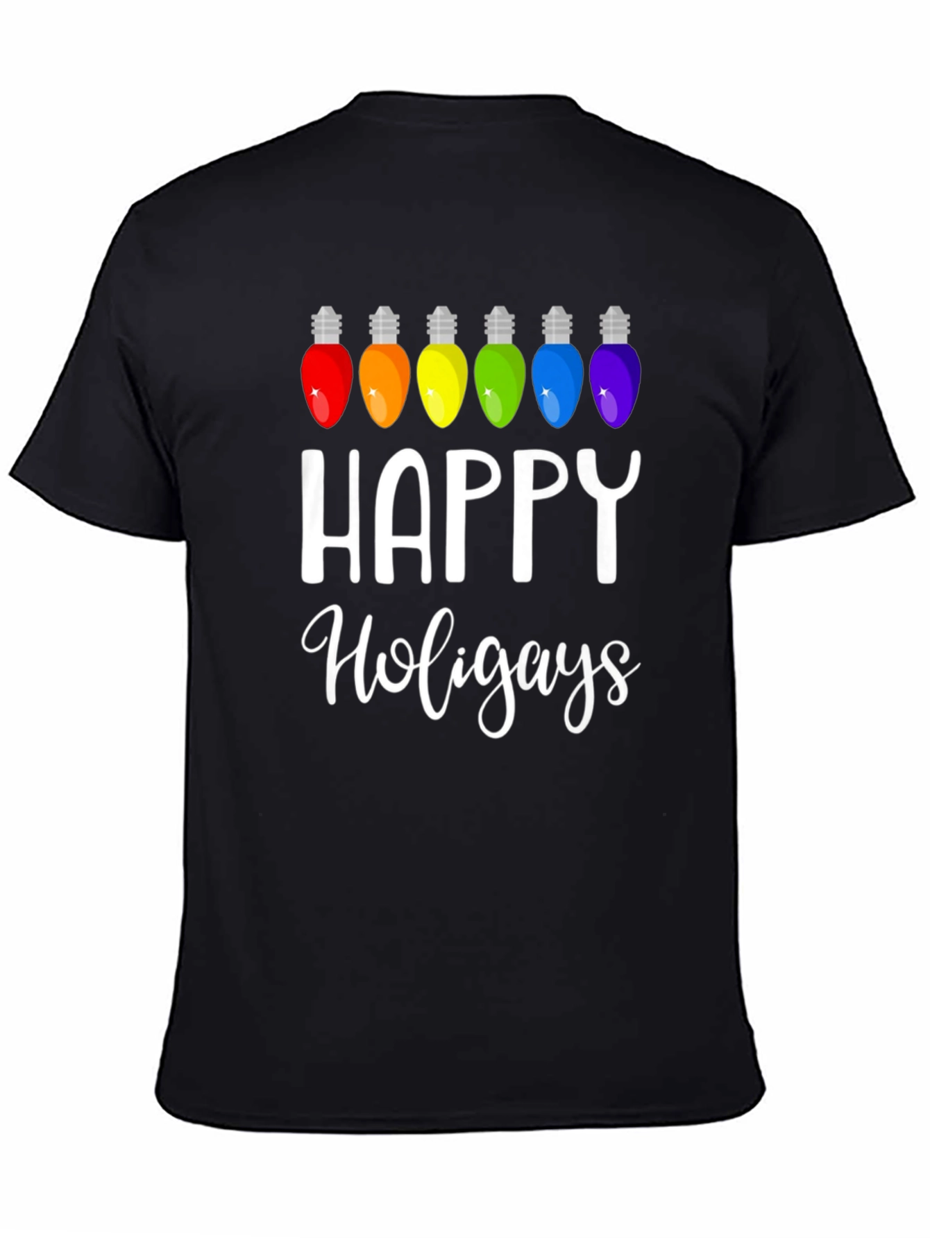Happy Holigays Rainbow Lights Graphic T-Shirt