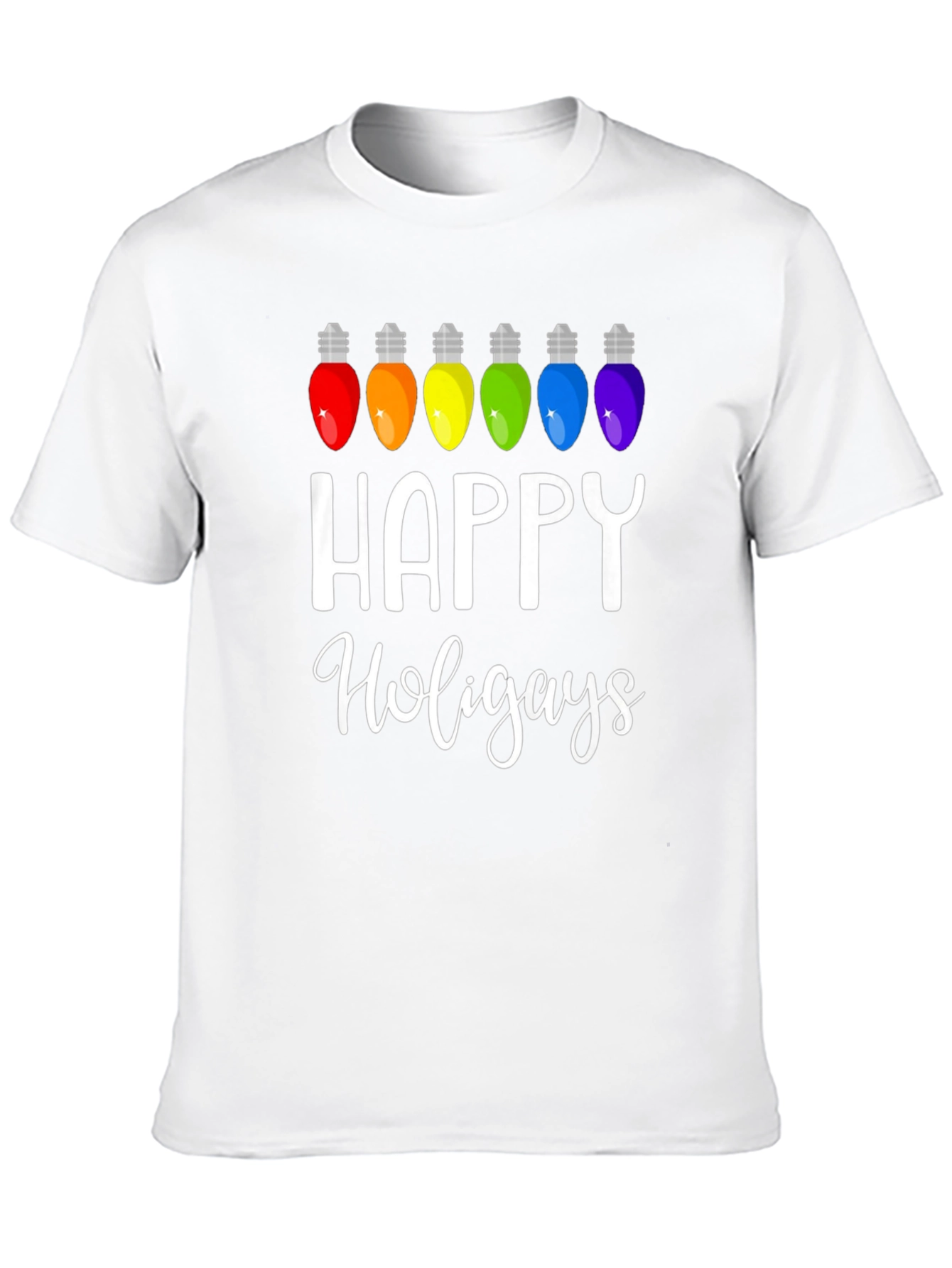 Happy Holigays Rainbow Lights Graphic T-Shirt