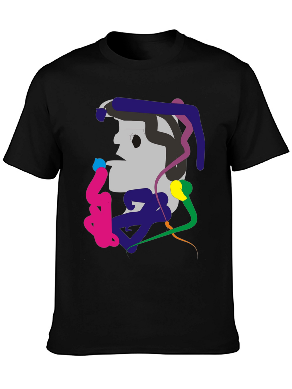Abstract Graphic Print Black Tee