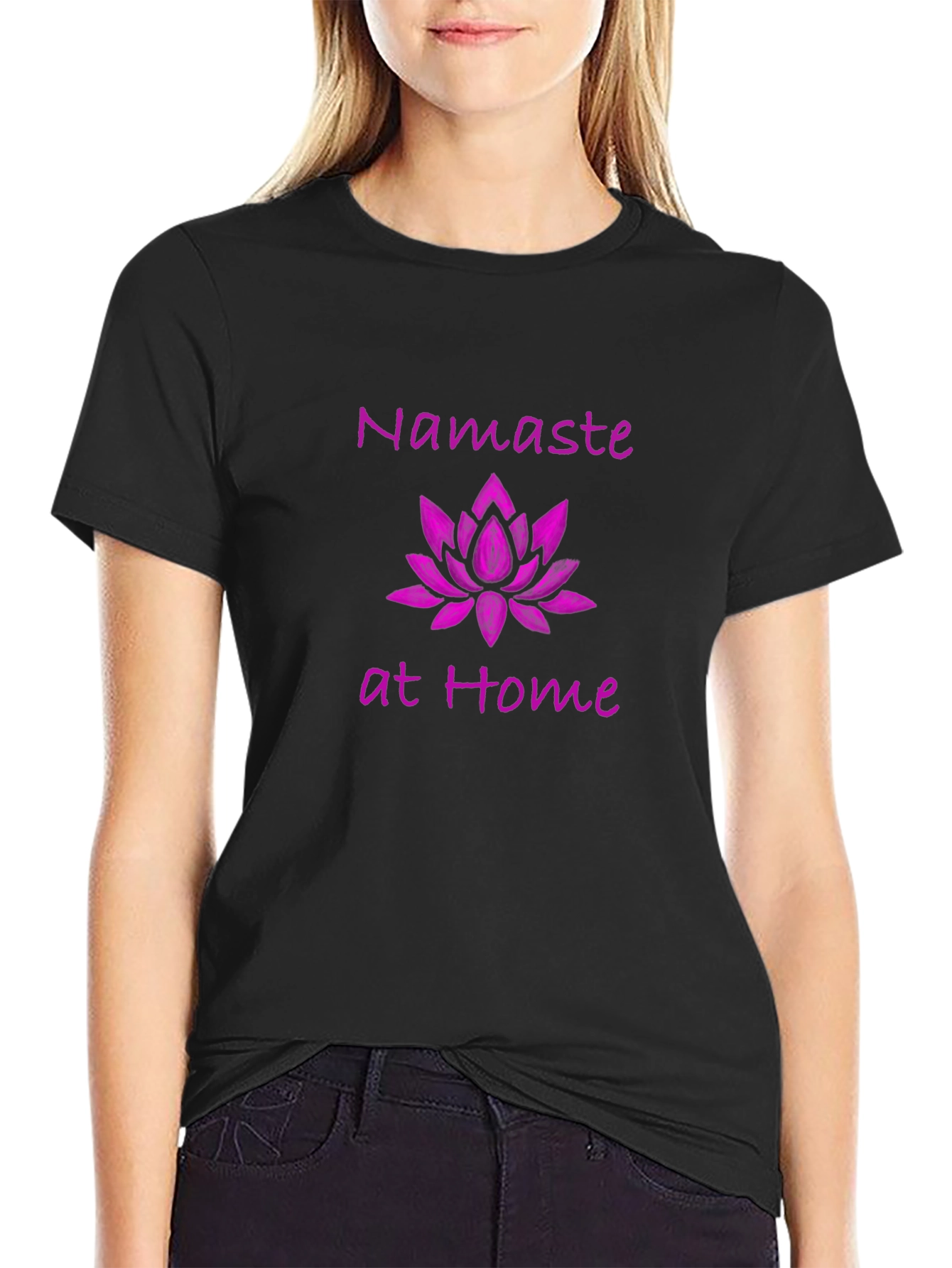 Namaste at Home Graphic Tee - Lotus Design Relaxed Fit