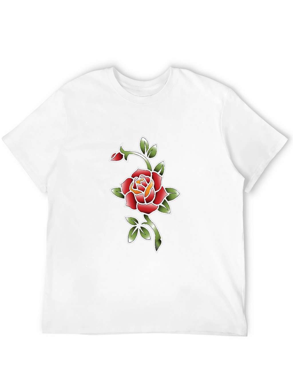 Black T-Shirt with Rose Graphic