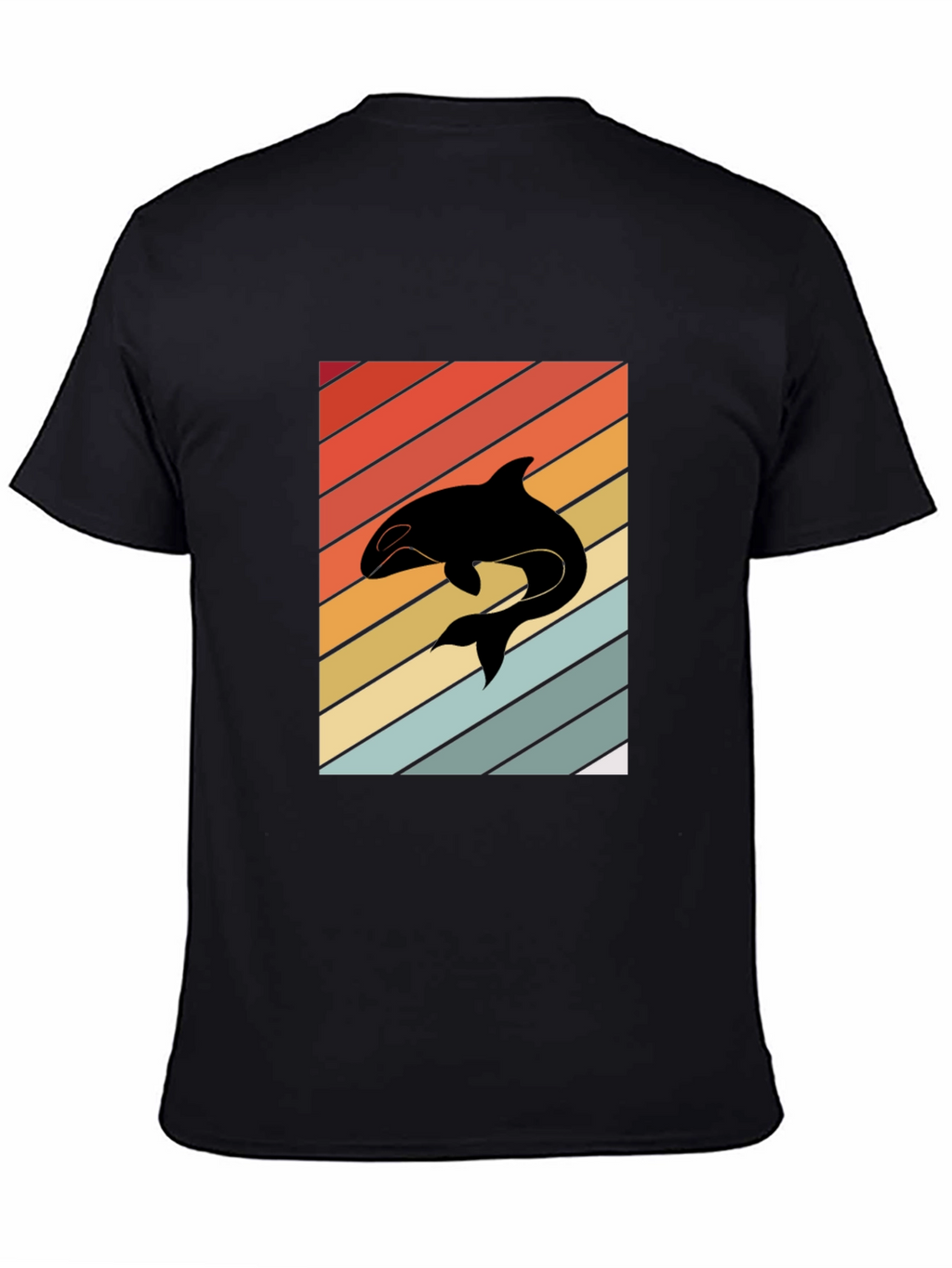Retro Orca Whale T-Shirt Black