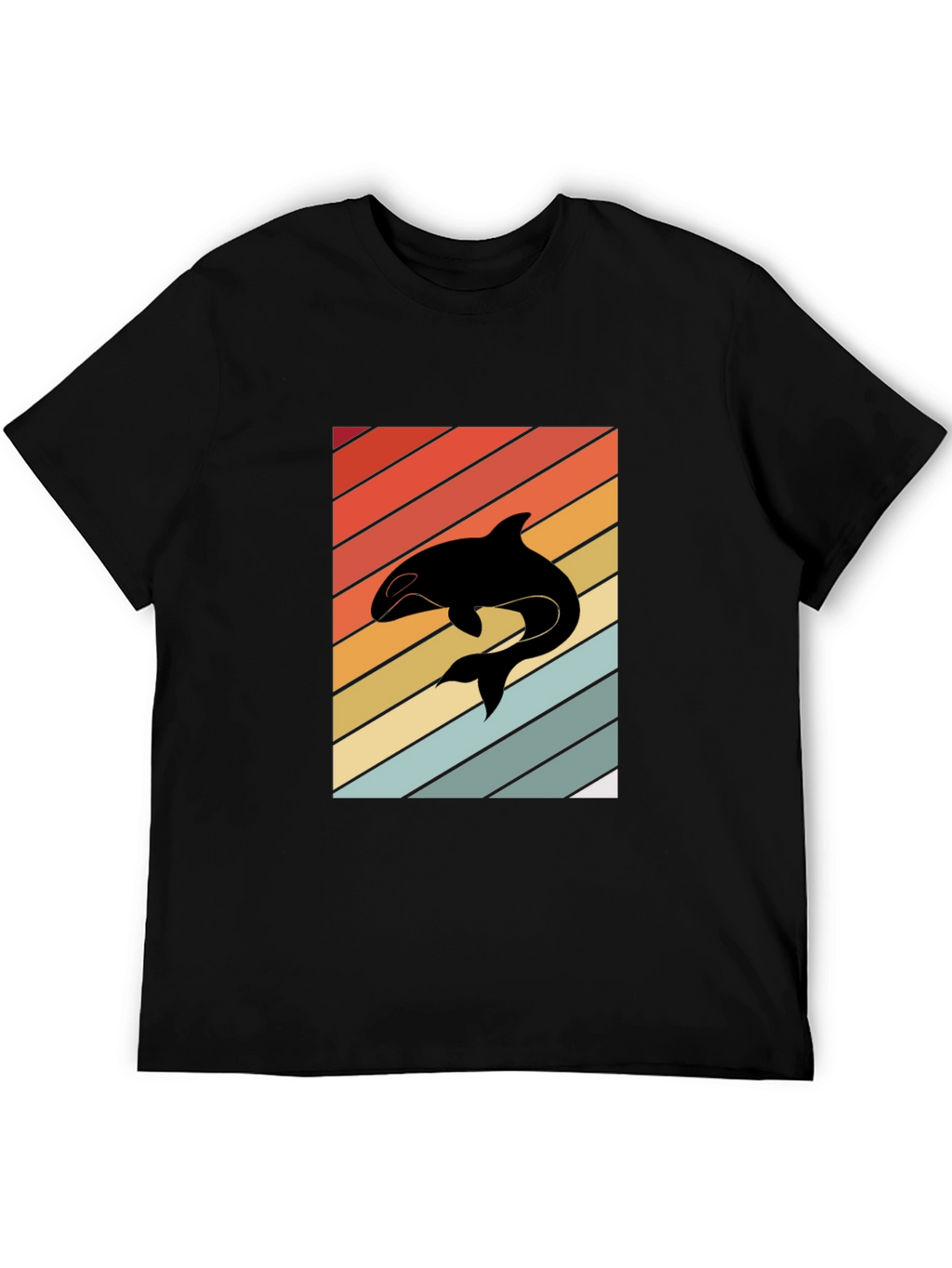 Retro Orca Whale T-Shirt Black