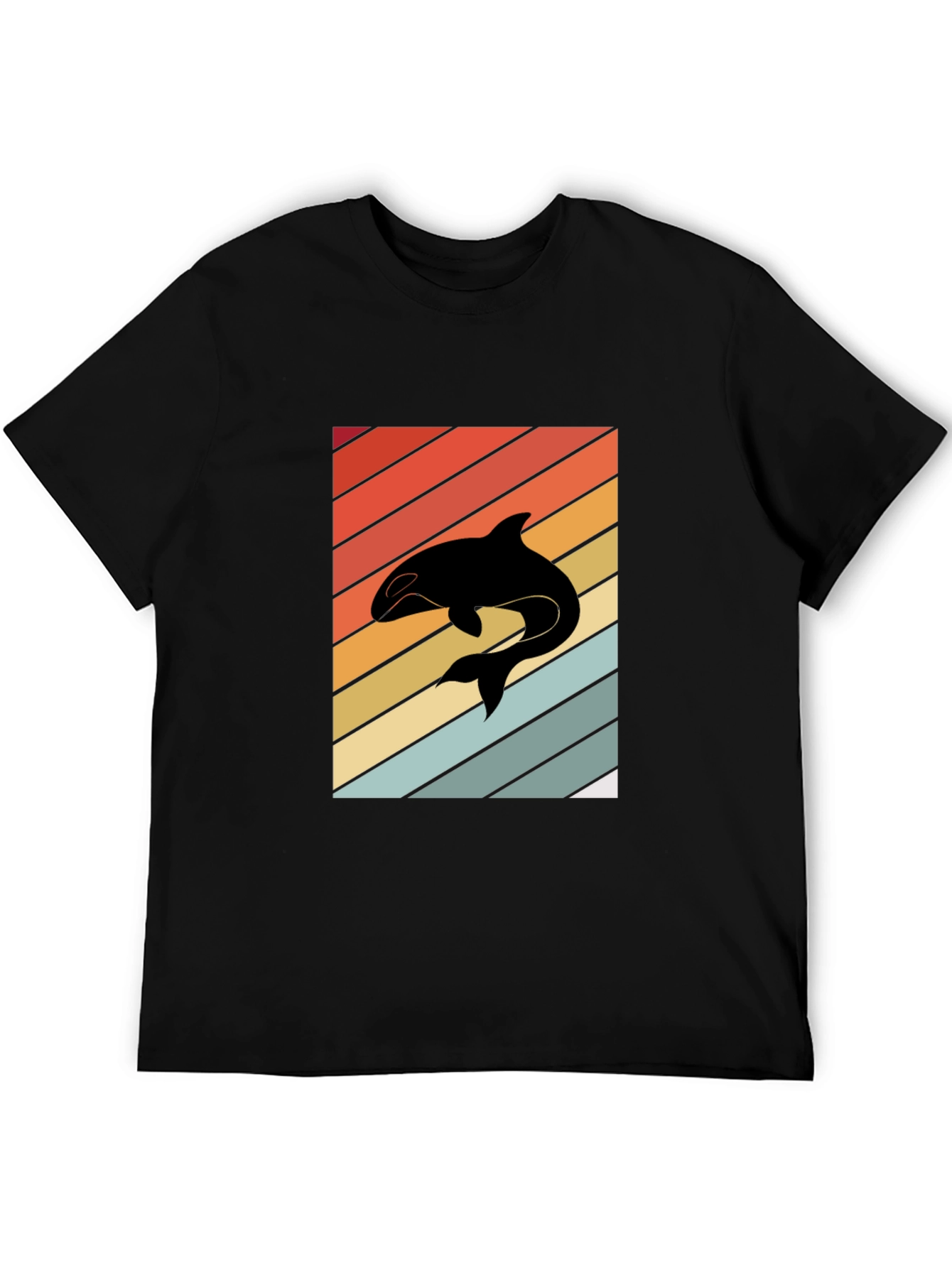 Retro Orca Whale T-Shirt Black