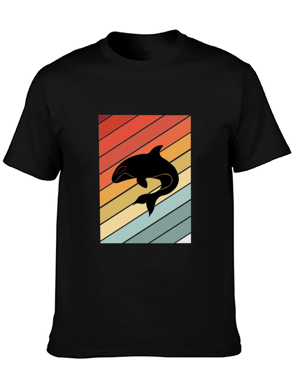 Retro Orca Whale T-Shirt Black