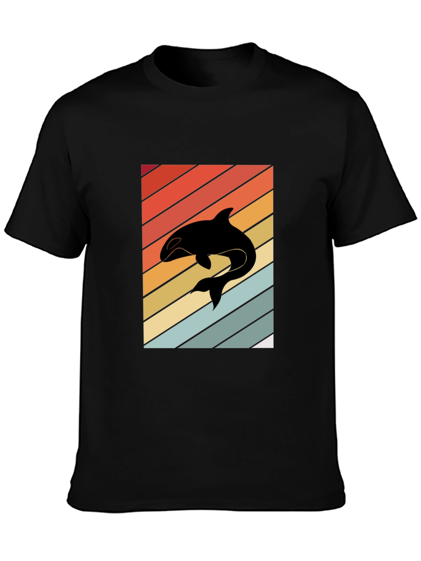 Retro Orca Whale T-Shirt Black
