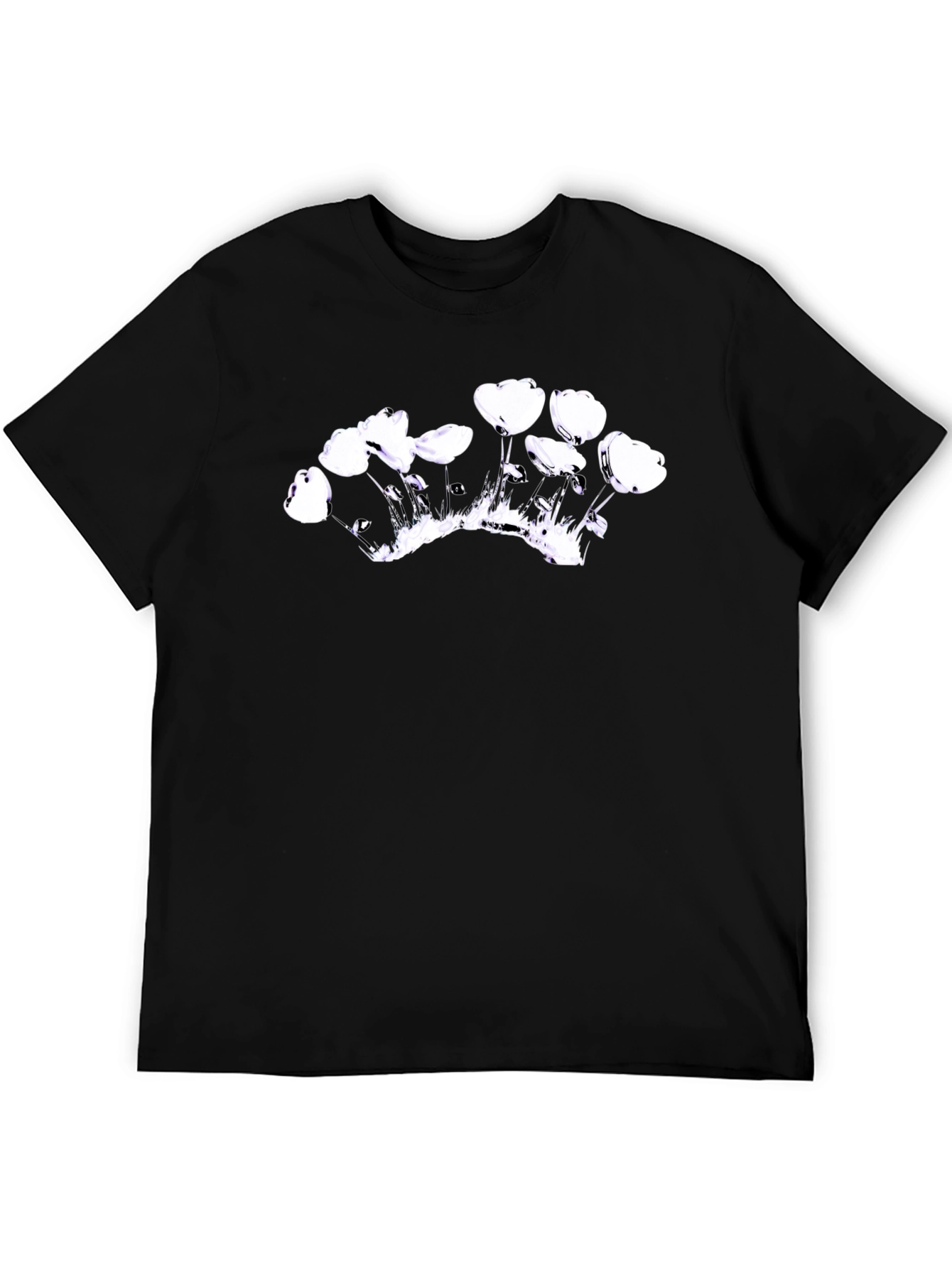 Abstract Floral Graphic Black T-Shirt