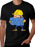 Construction Worker Map Cartoon Graphic Tee