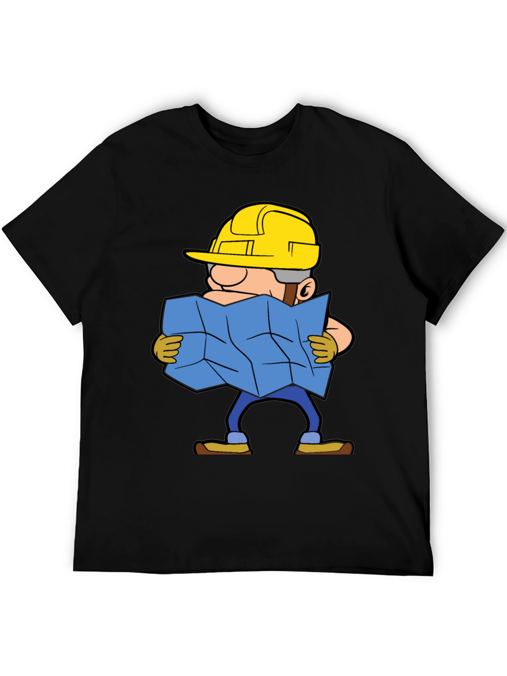 Construction Worker Map Cartoon Graphic Tee