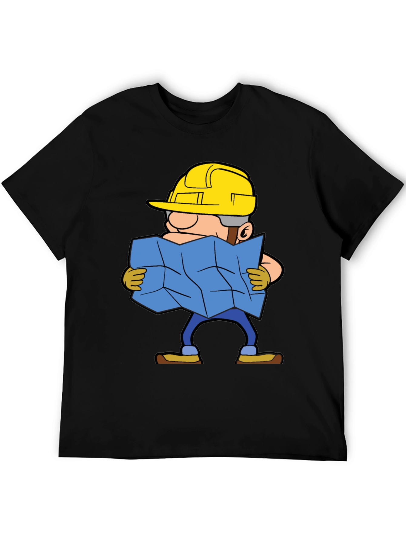 Construction Worker Map Cartoon Graphic Tee