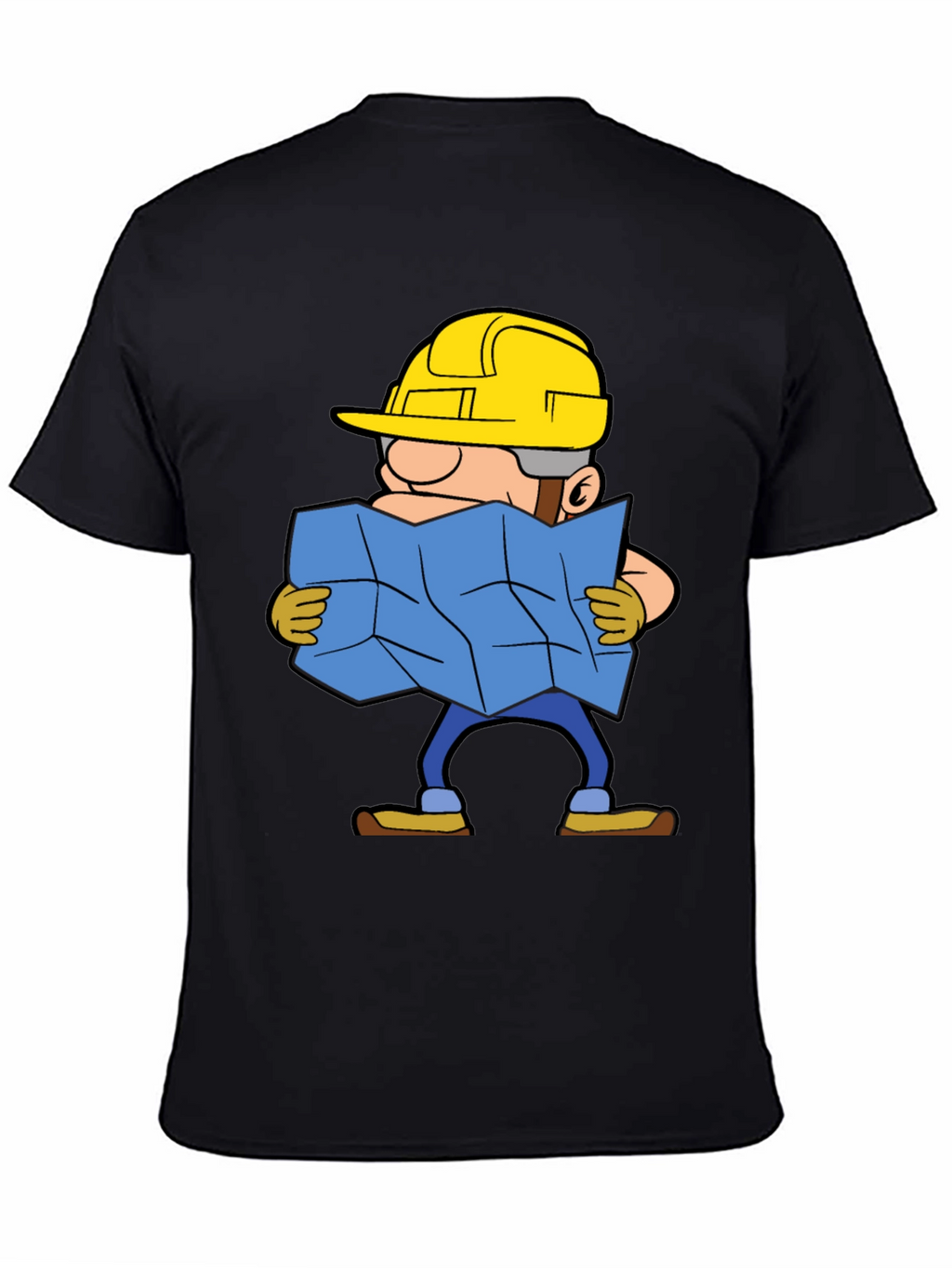 Construction Worker Map Cartoon Graphic Tee