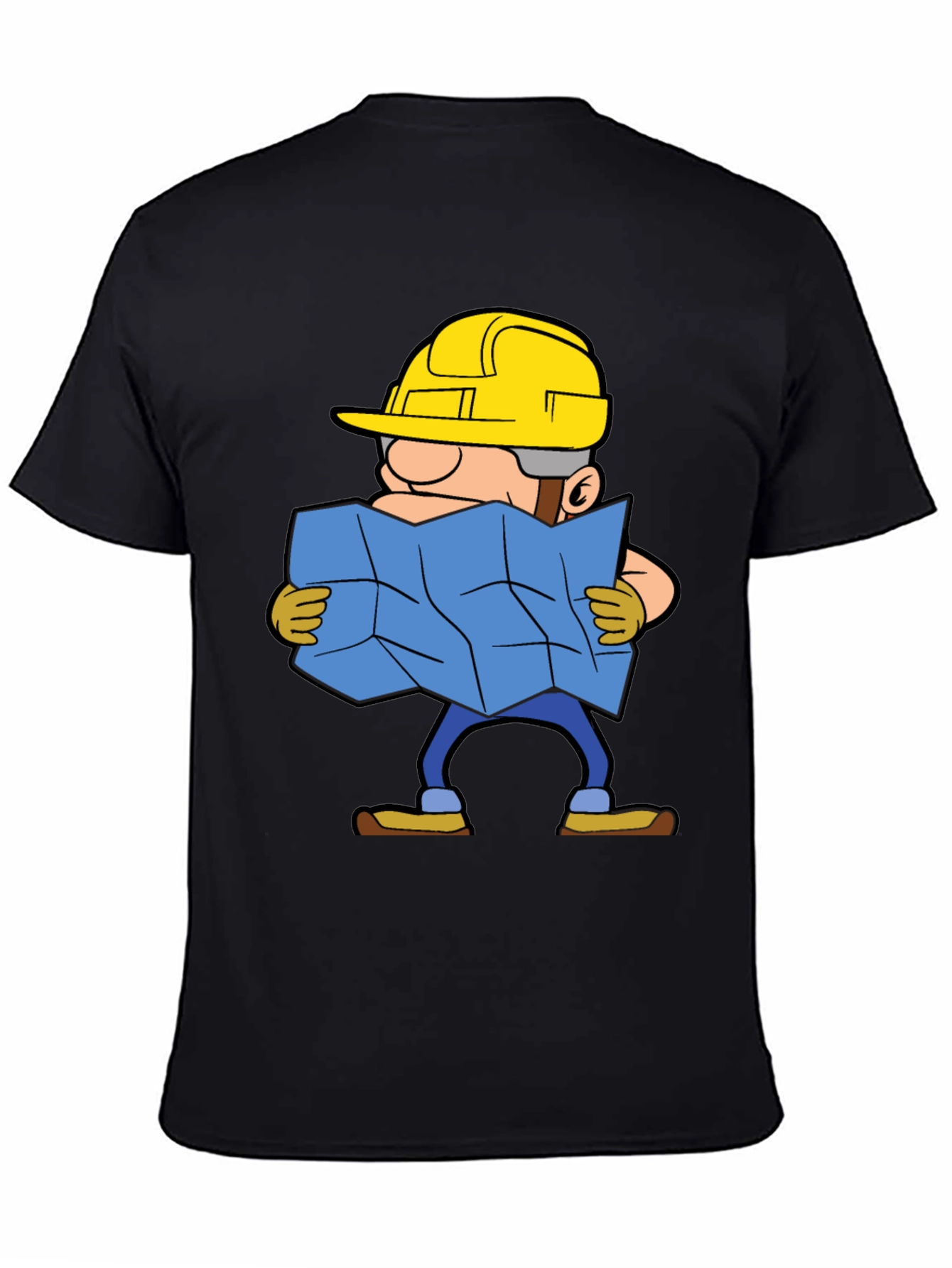 Construction Worker Map Cartoon Graphic Tee