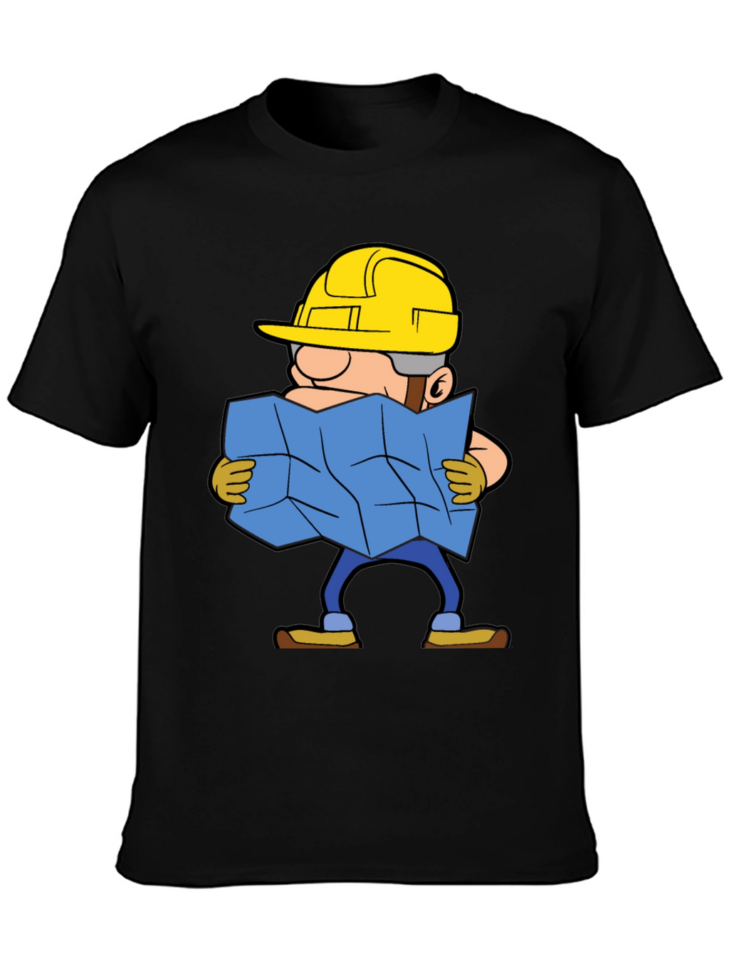 Construction Worker Map Cartoon Graphic Tee