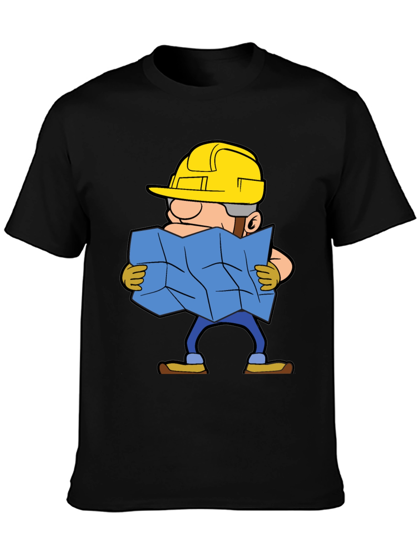 Construction Worker Map Cartoon Graphic Tee