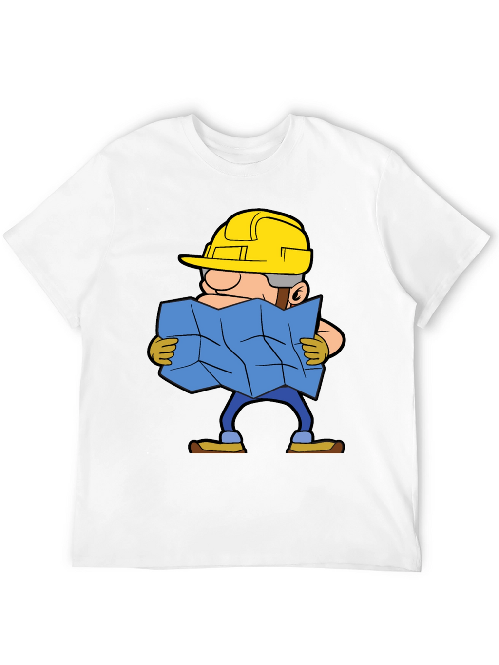 Construction Worker Map Cartoon Graphic Tee