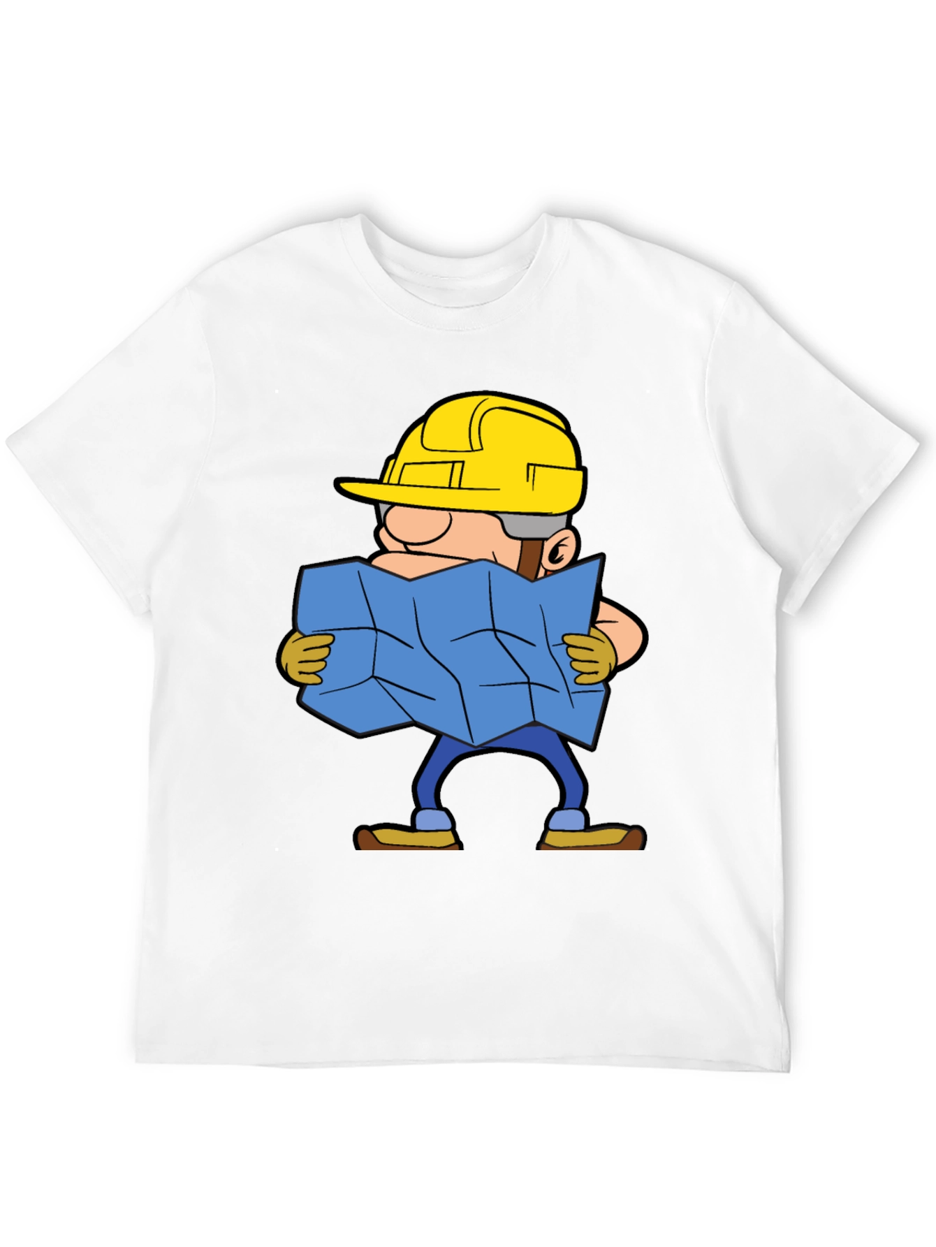 Construction Worker Map Cartoon Graphic Tee