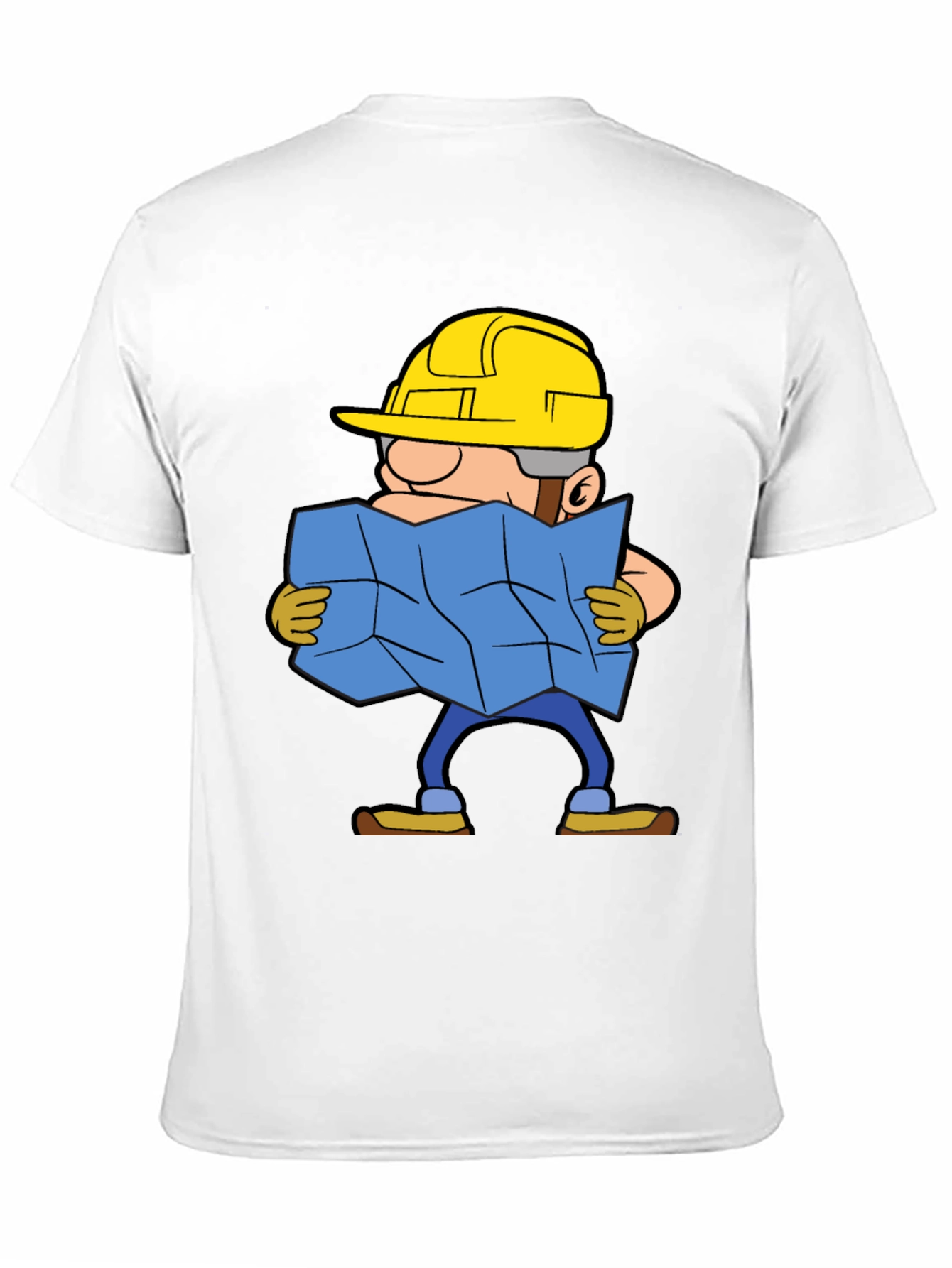 Construction Worker Map Cartoon Graphic Tee