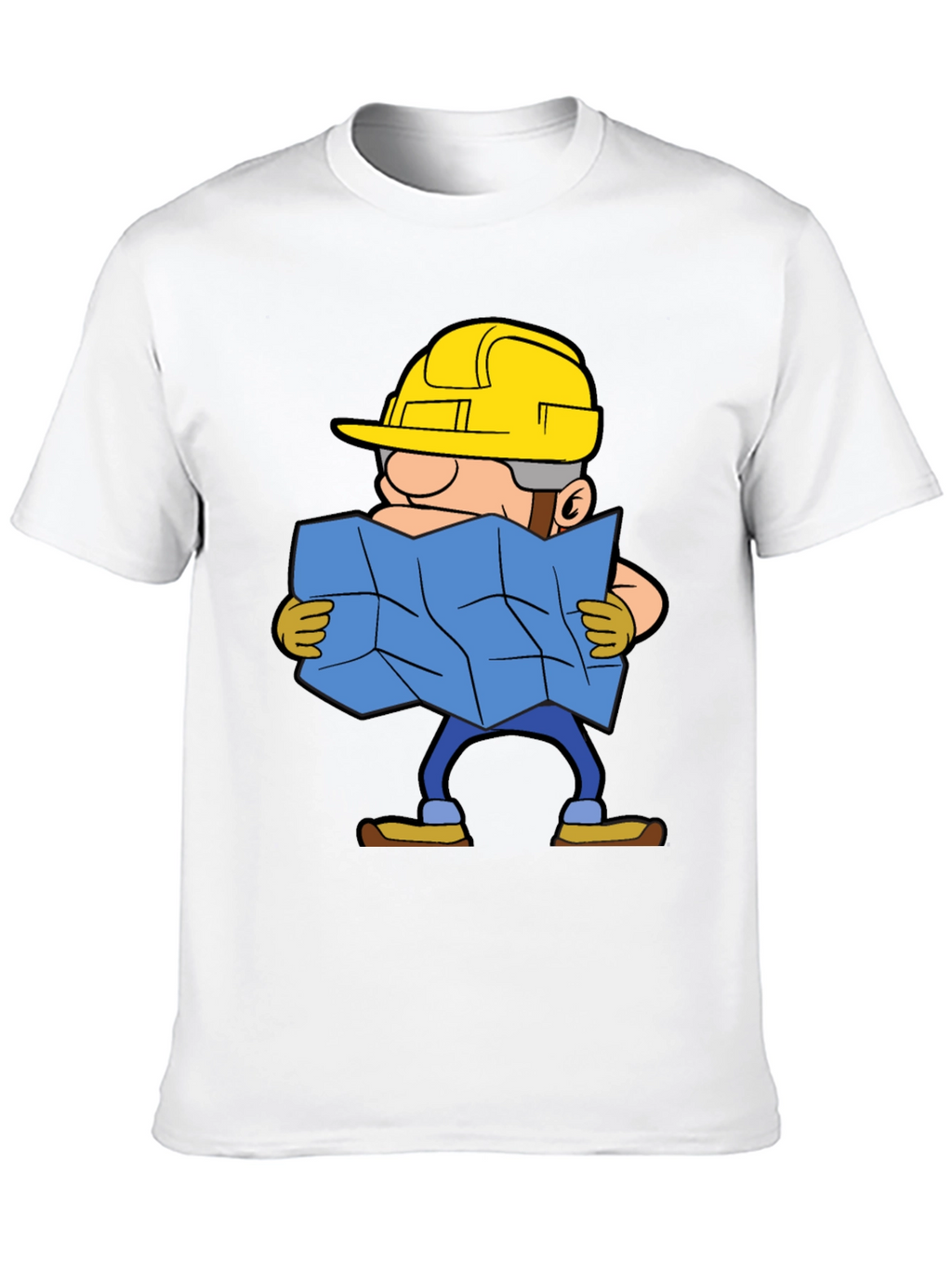 Construction Worker Map Cartoon Graphic Tee