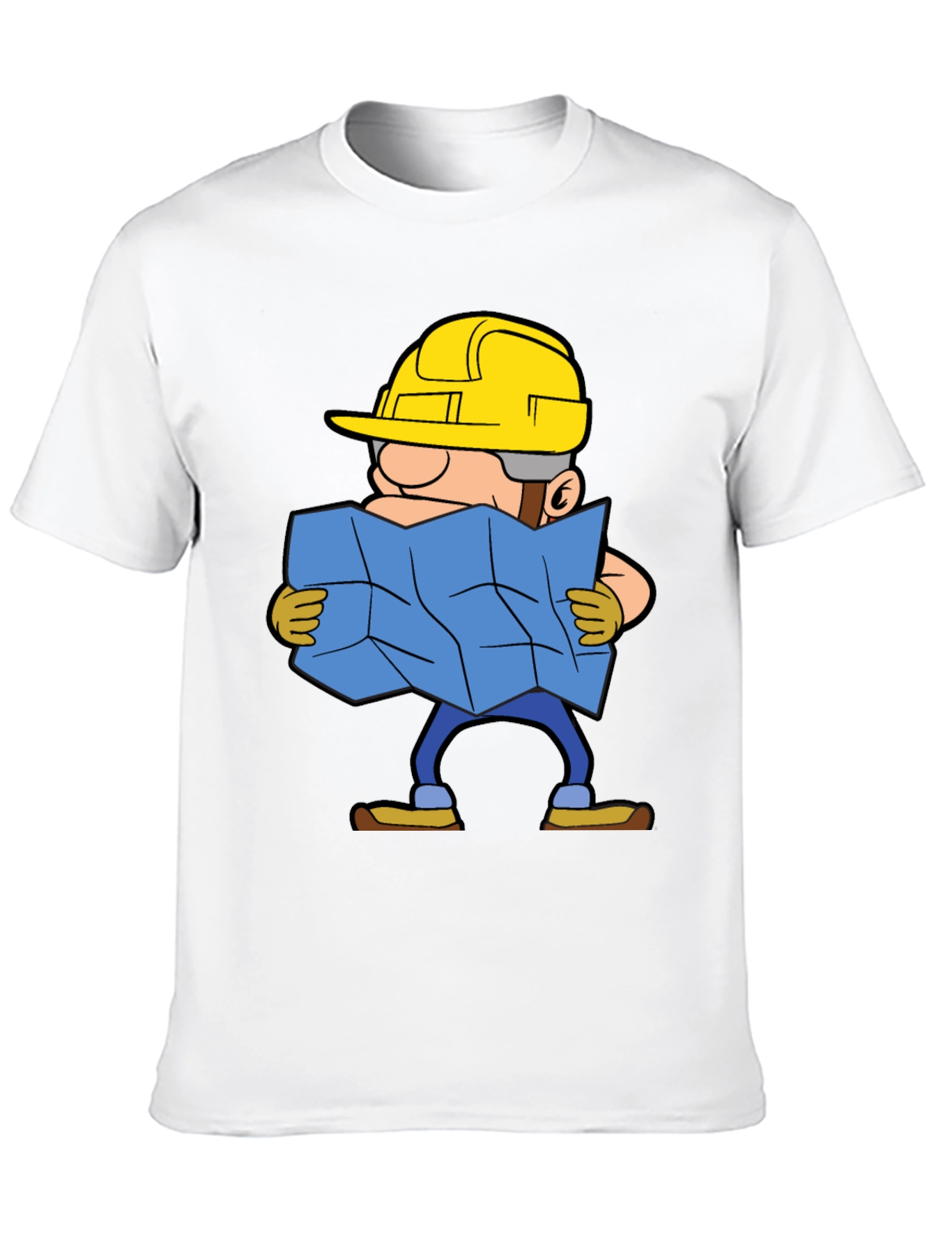 Construction Worker Map Cartoon Graphic Tee