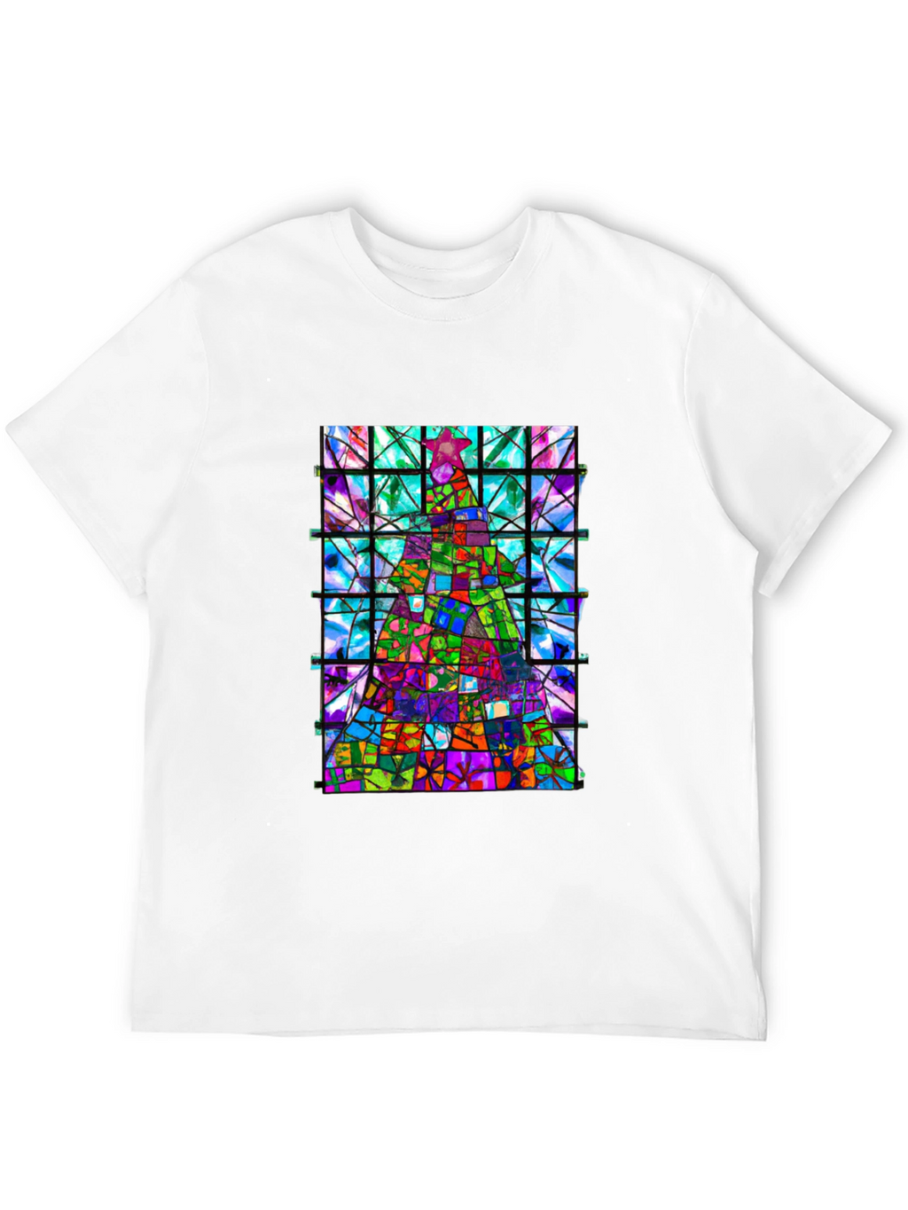 Stained Glass Christmas Tree Graphic Tee