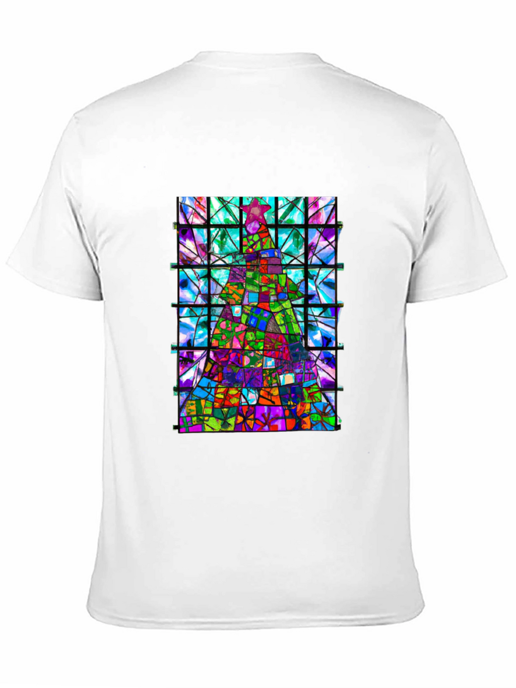 Stained Glass Christmas Tree Graphic Tee