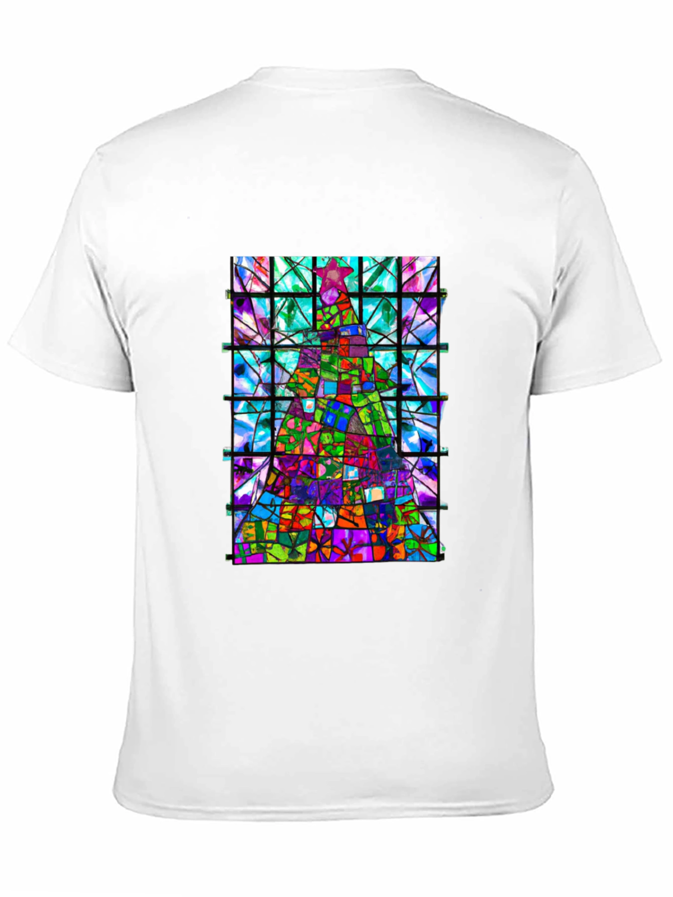 Stained Glass Christmas Tree Graphic Tee