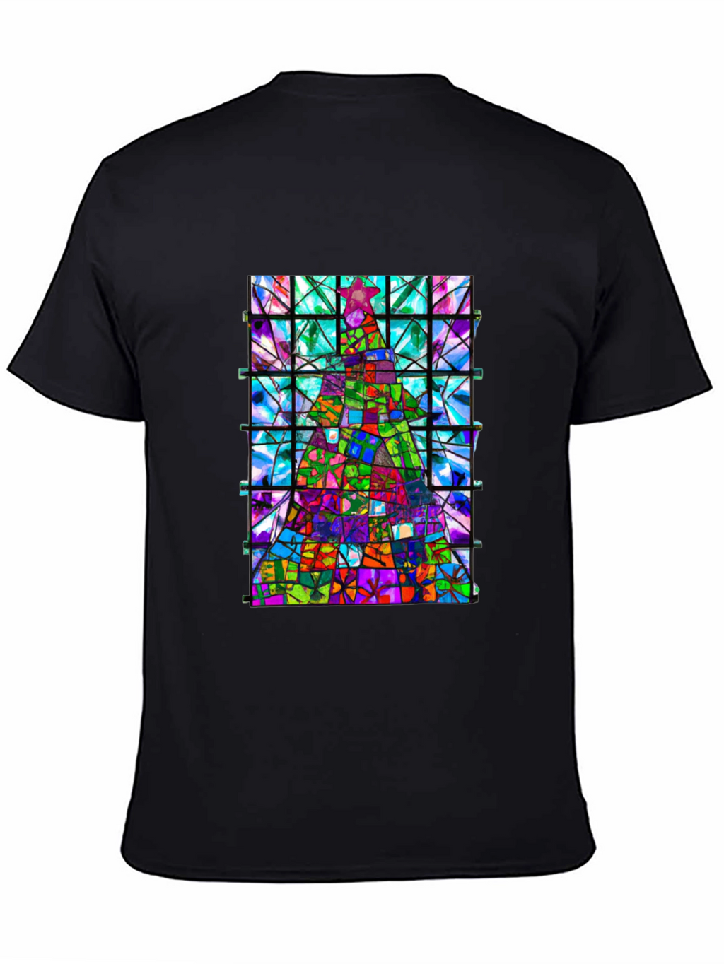 Stained Glass Christmas Tree Graphic Tee