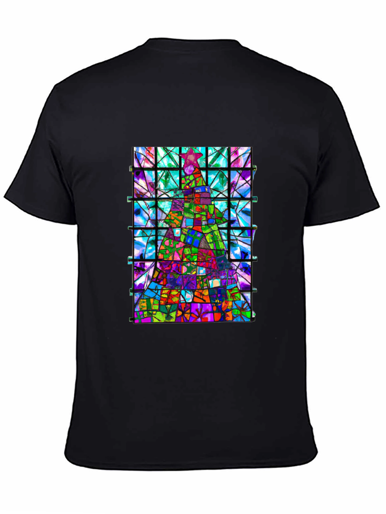 Stained Glass Christmas Tree Graphic Tee