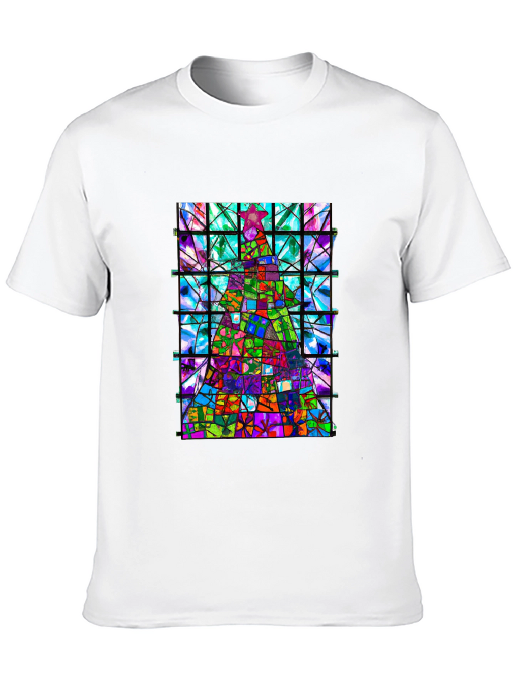 Stained Glass Christmas Tree Graphic Tee