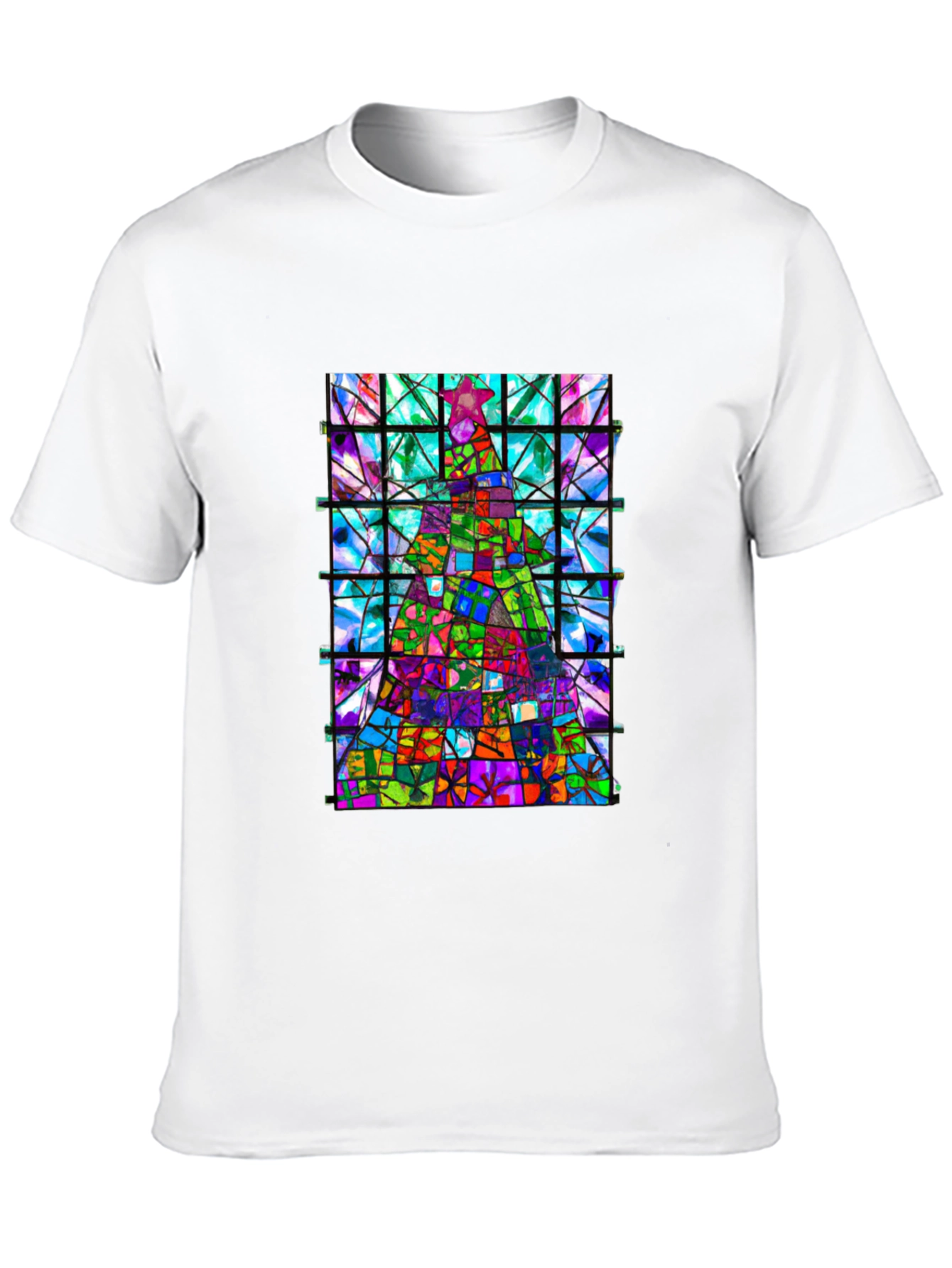 Stained Glass Christmas Tree Graphic Tee
