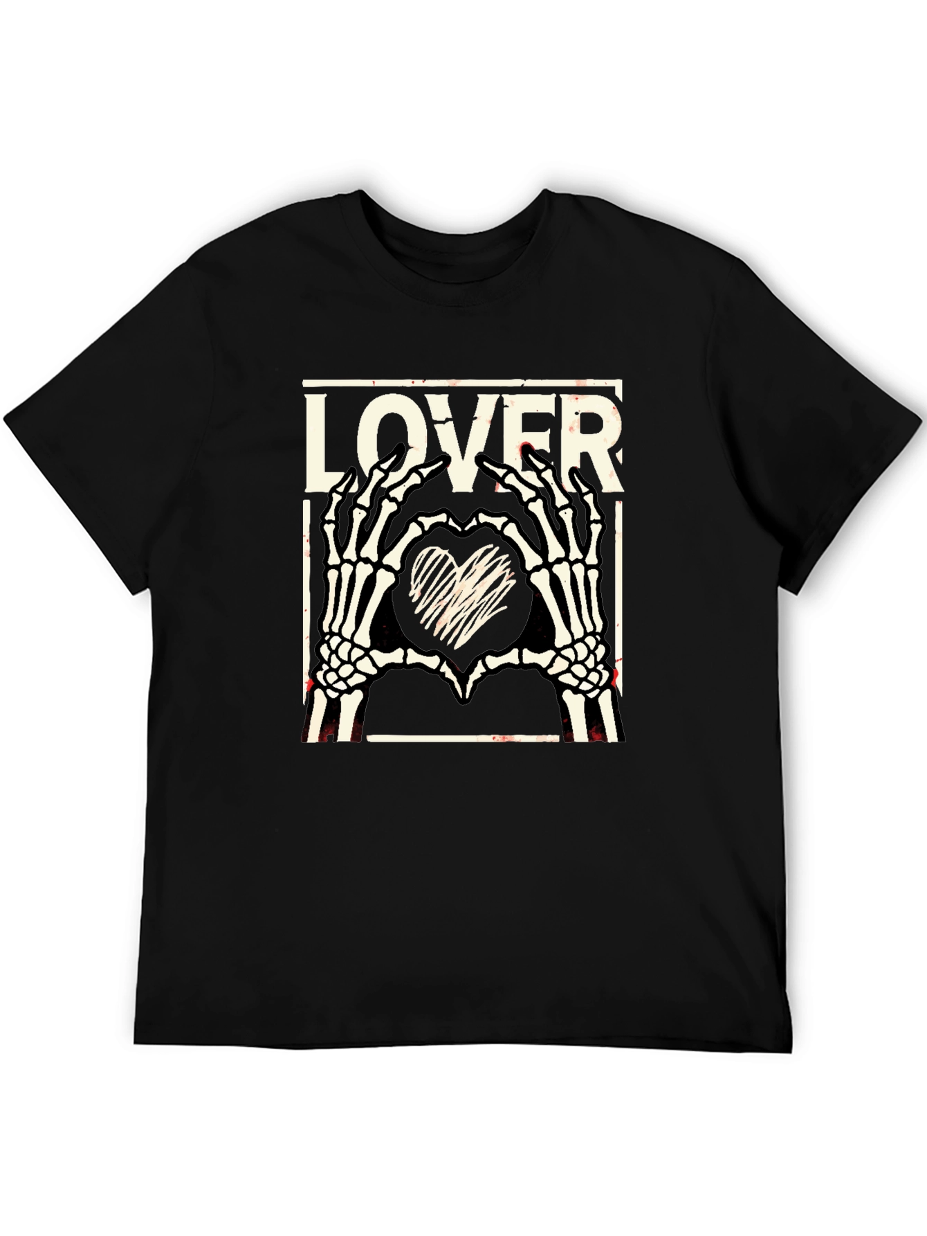 Lover Skeleton Hands Heart T-Shirt - Gothic Black Tee