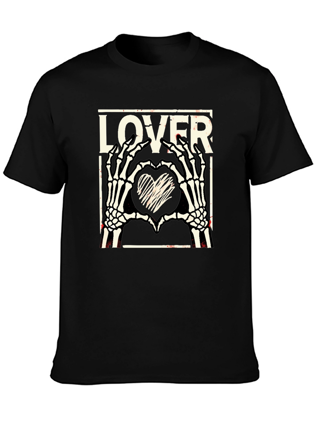 Lover Skeleton Hands Heart T-Shirt - Gothic Black Tee